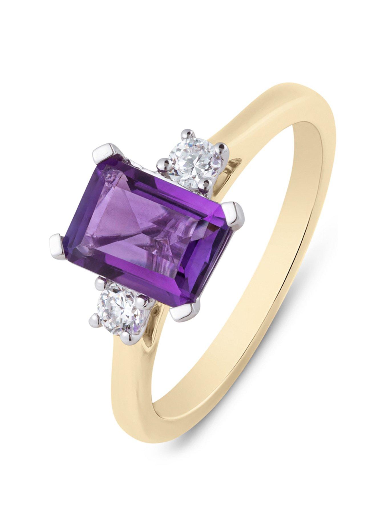 Product photograph of Love Diamond Lab Grown Diamond Natural Amethyst Ring from very.co.uk