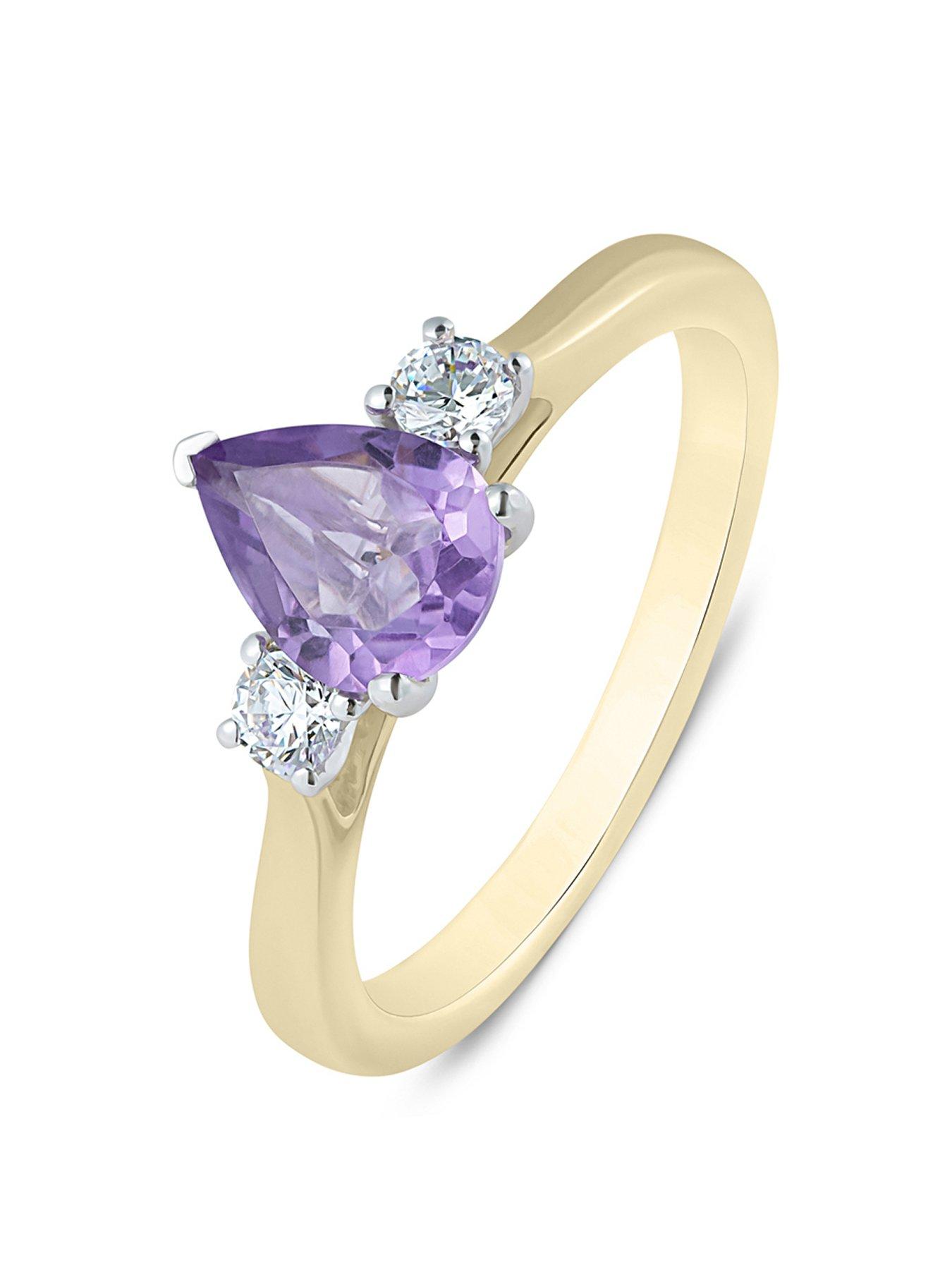 Product photograph of Love Diamond Lab Grown Diamond Natural Pink Amethyst Pear Shaped Ring from very.co.uk