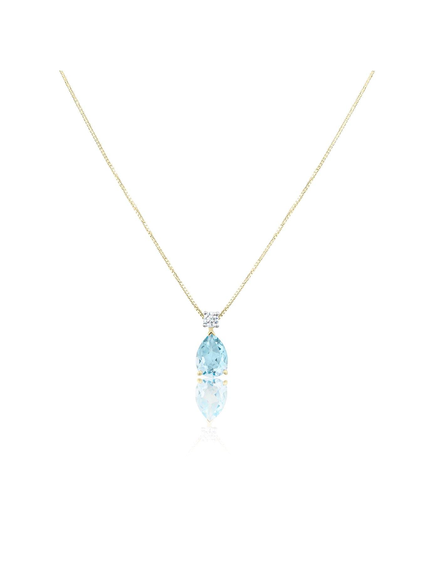 Image 4 of 5 of Love DIAMOND Lab Grown Diamond Aquamarine Teardrop Necklace