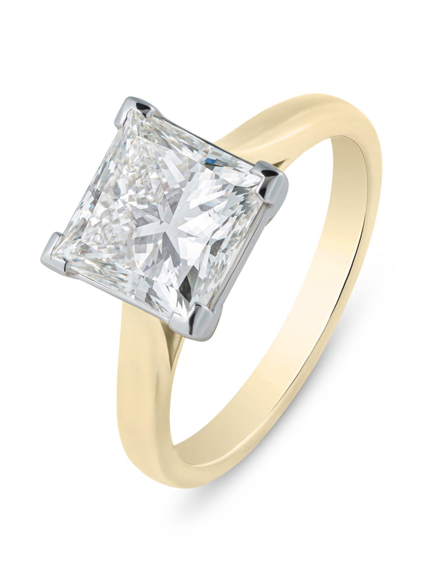 Product photograph of Love Diamond 3ct Princess Cut Diamond Solitaire Ring G Vs Lab Grown from very.co.uk