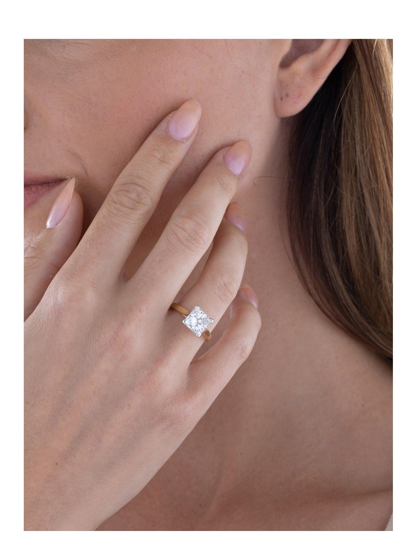 Image 2 of 5 of Love DIAMOND 3Ct Princess Cut Diamond Solitaire Ring G VS+ Lab Grown