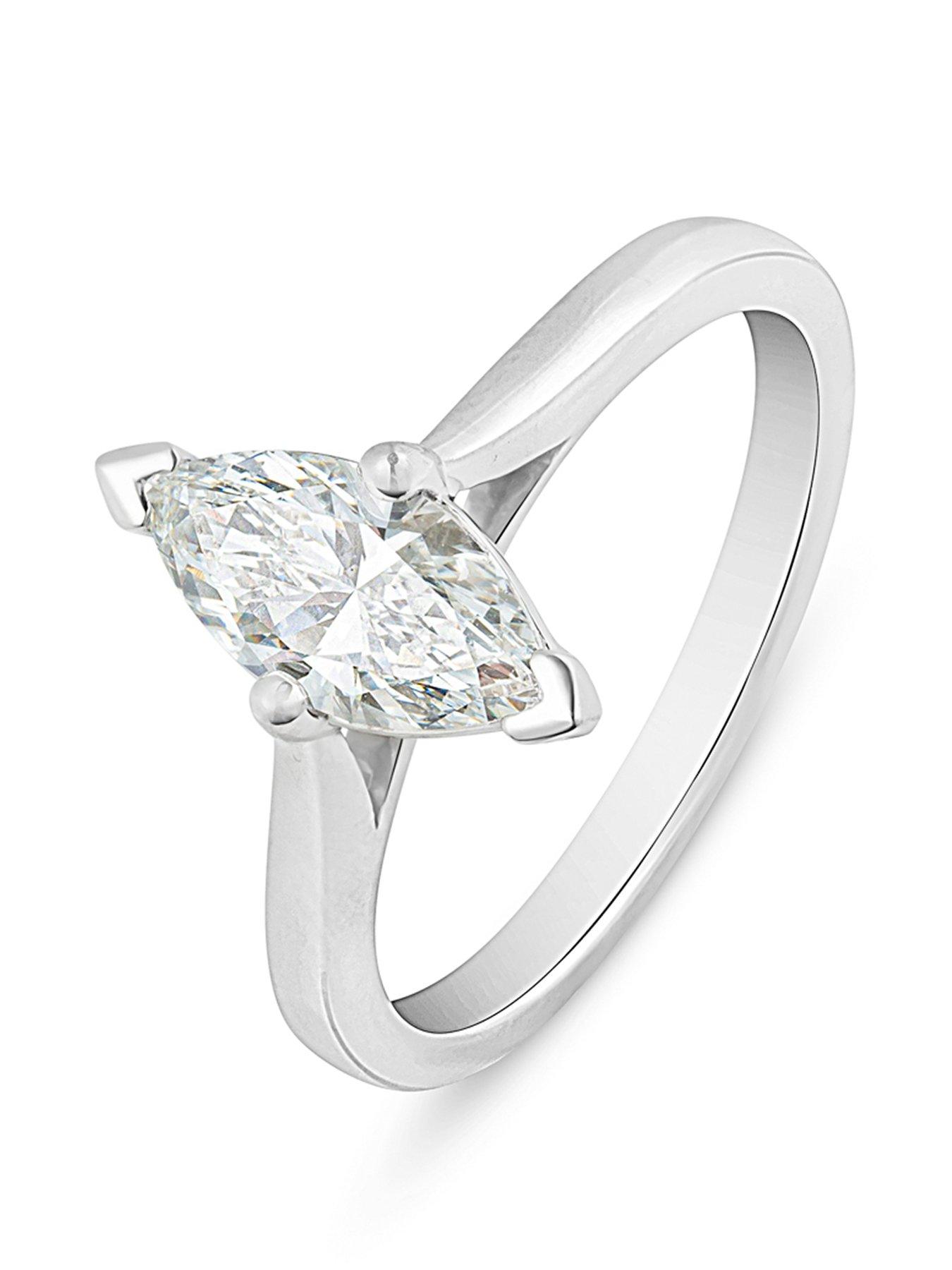 Product photograph of Love Diamond 1ct Marquise Diamond Solitaire Ring G Vs Lab Grown from very.co.uk