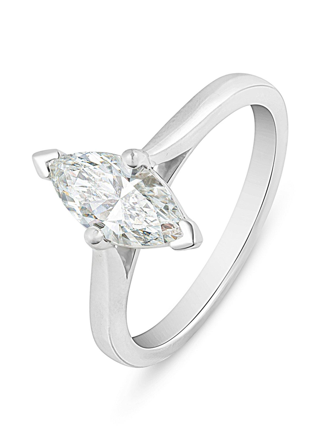 Image 1 of 5 of Love DIAMOND 1Ct Marquise Diamond Solitaire Ring G VS+ Lab Grown