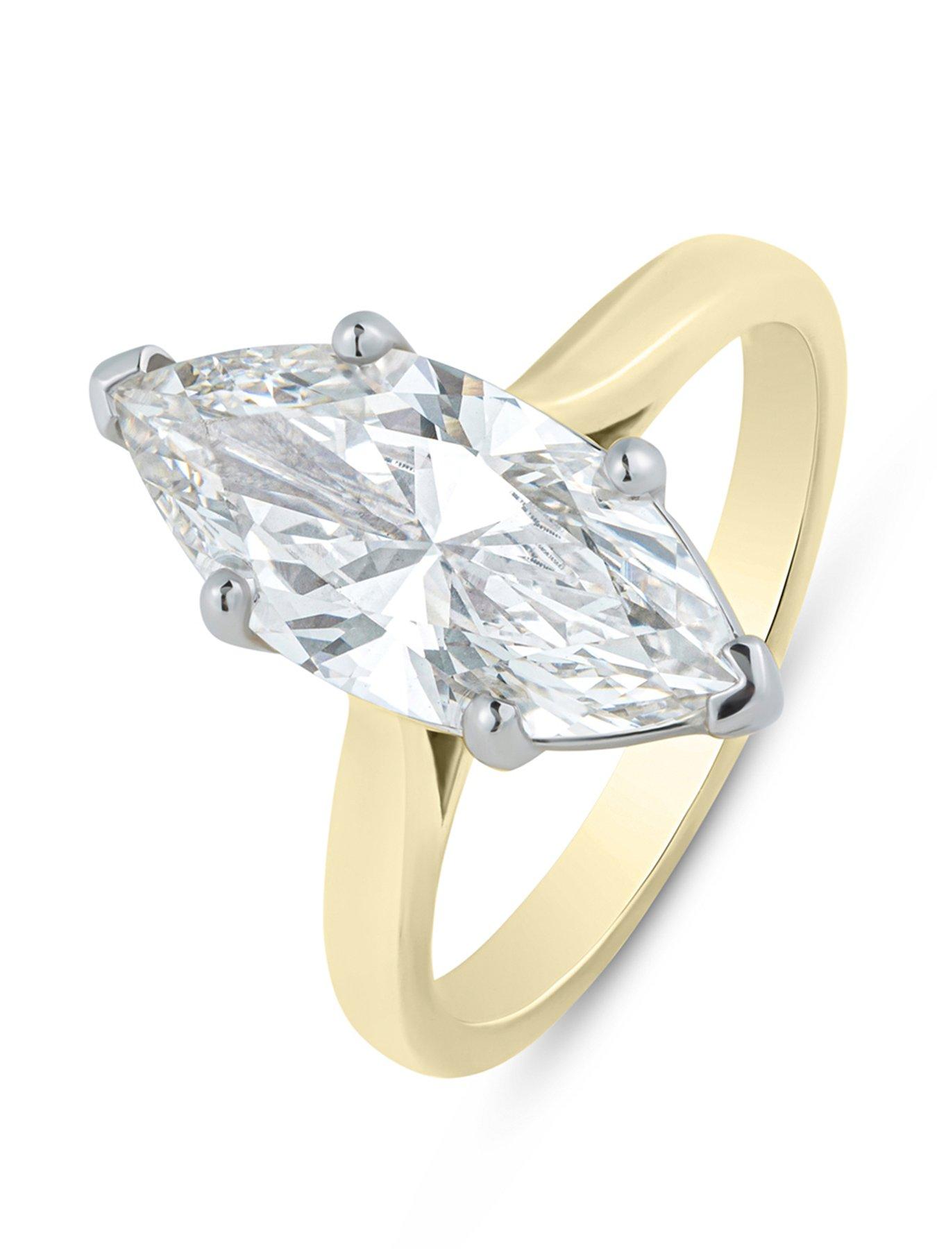 Product photograph of Love Diamond 3ct Marquise Diamond Solitaire Ring G Vs Lab Grown from very.co.uk