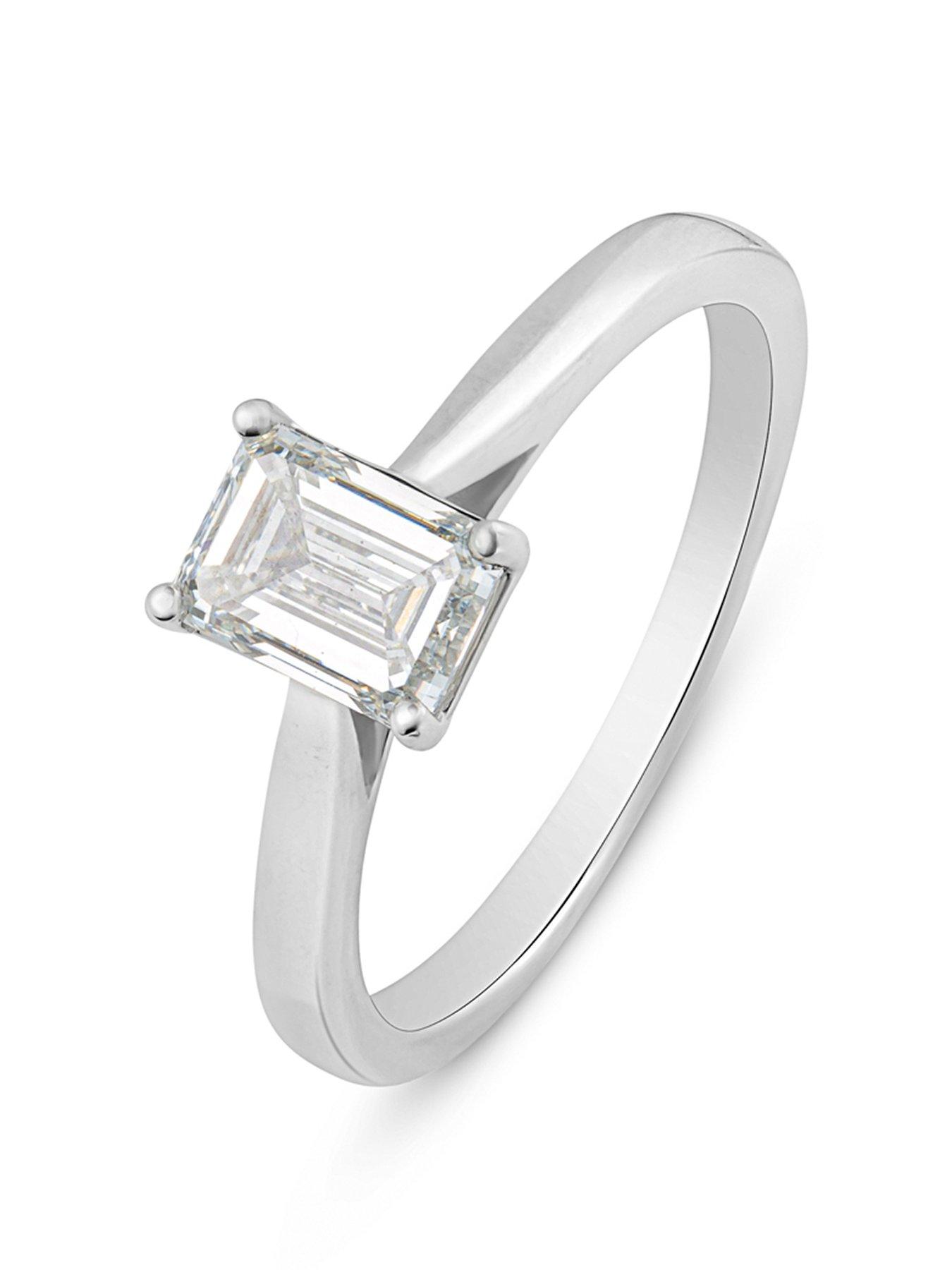 Product photograph of Love Diamond 1ct Emerald Cut Diamond Solitaire Ring G Vs Lab Grown from very.co.uk