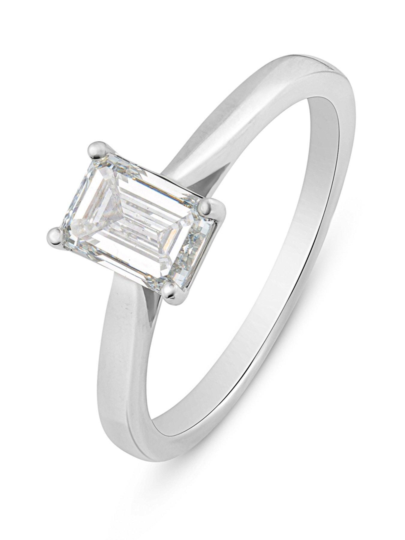 Image 1 of 5 of Love DIAMOND 1Ct Emerald Cut Diamond Solitaire Ring  Lab Grown