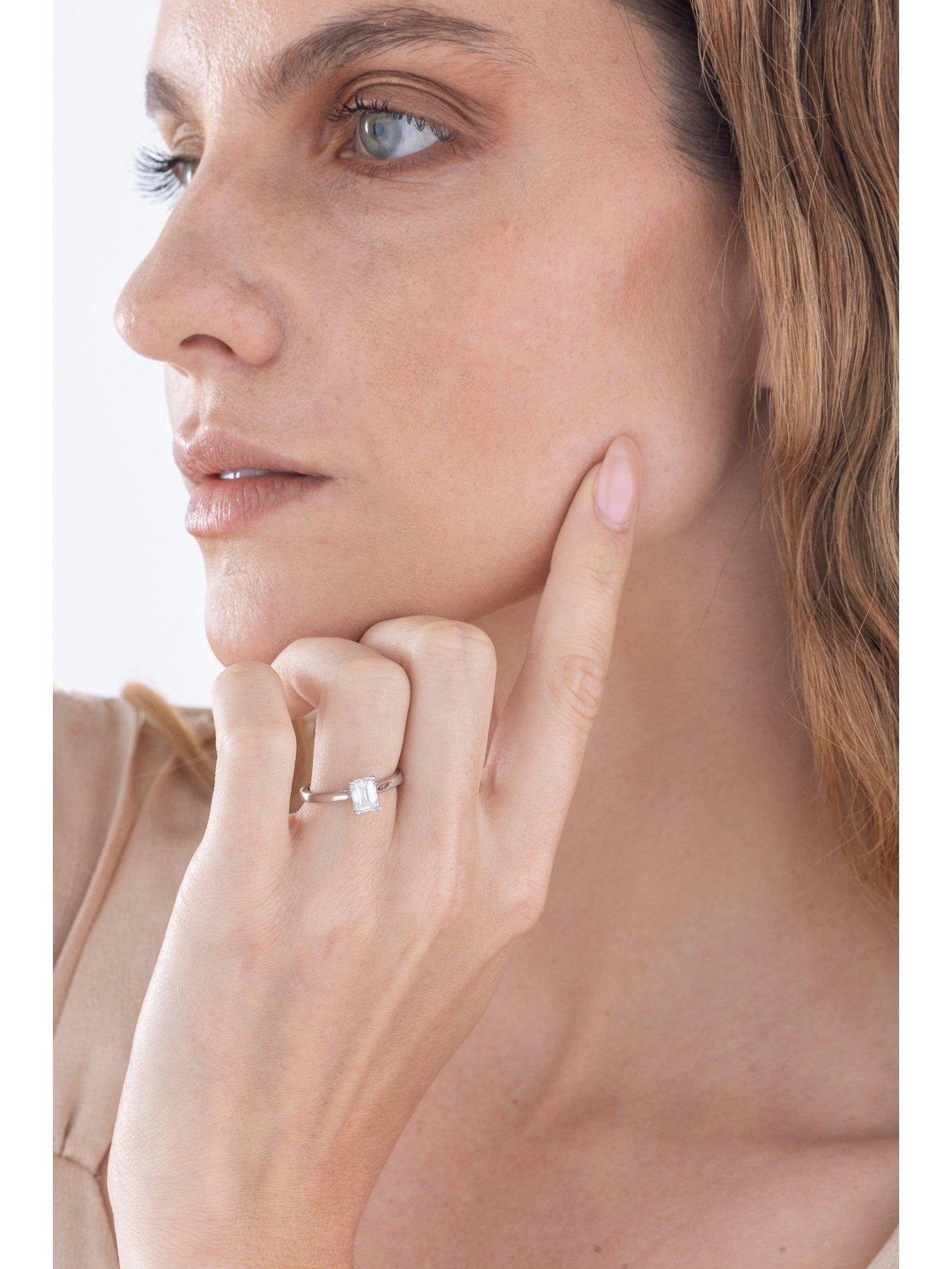 Image 5 of 5 of Love DIAMOND 1Ct Emerald Cut Diamond Solitaire Ring  Lab Grown