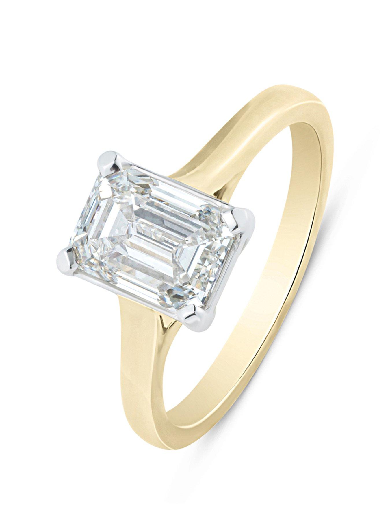 Image 1 of 5 of Love DIAMOND 2Ct Emerald Cut Diamond Solitaire Ring G VS+ Lab Grown