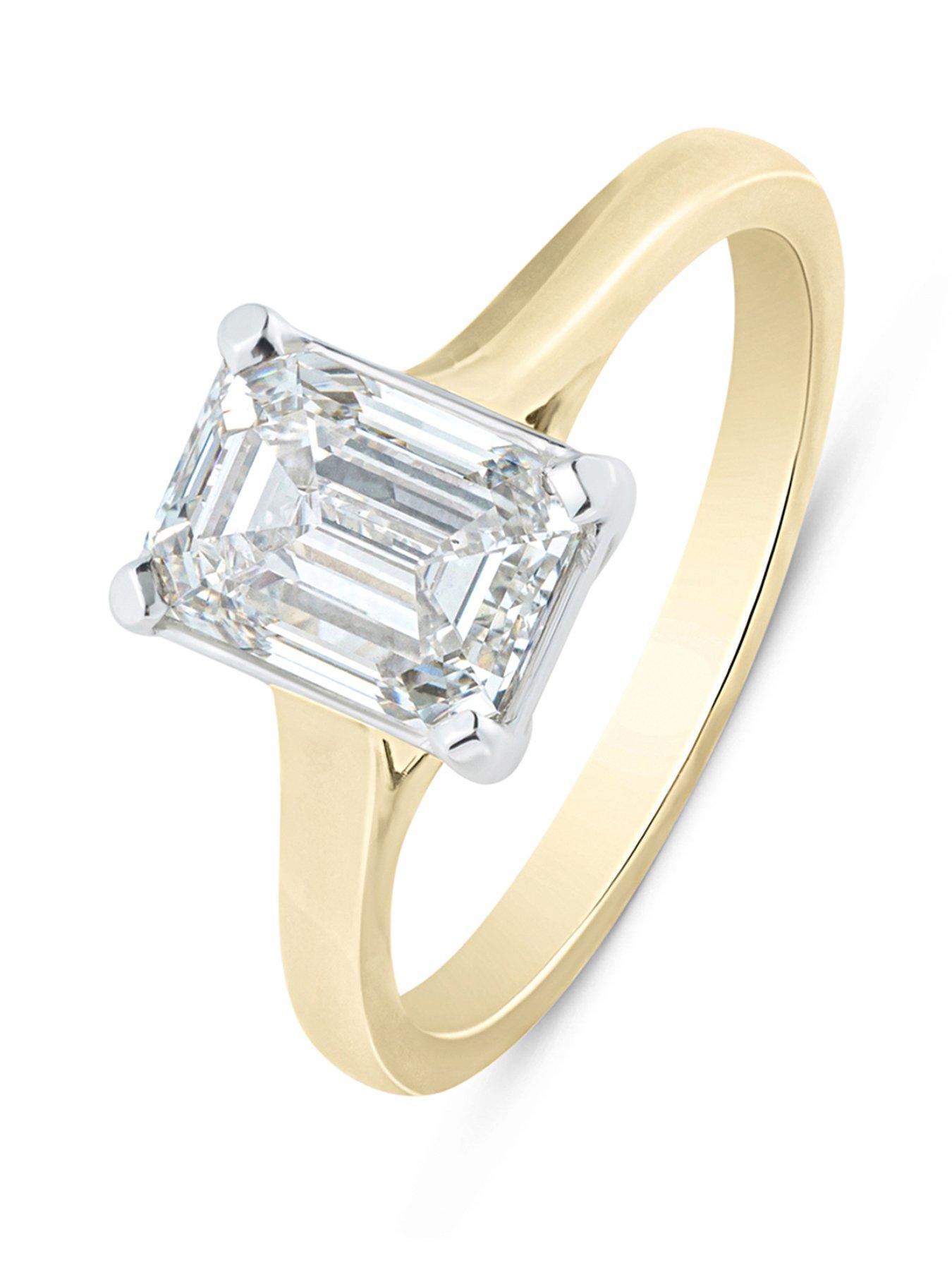 Image 1 of 5 of Love DIAMOND 2Ct Emerald Cut Diamond Solitaire Ring  Lab Grown