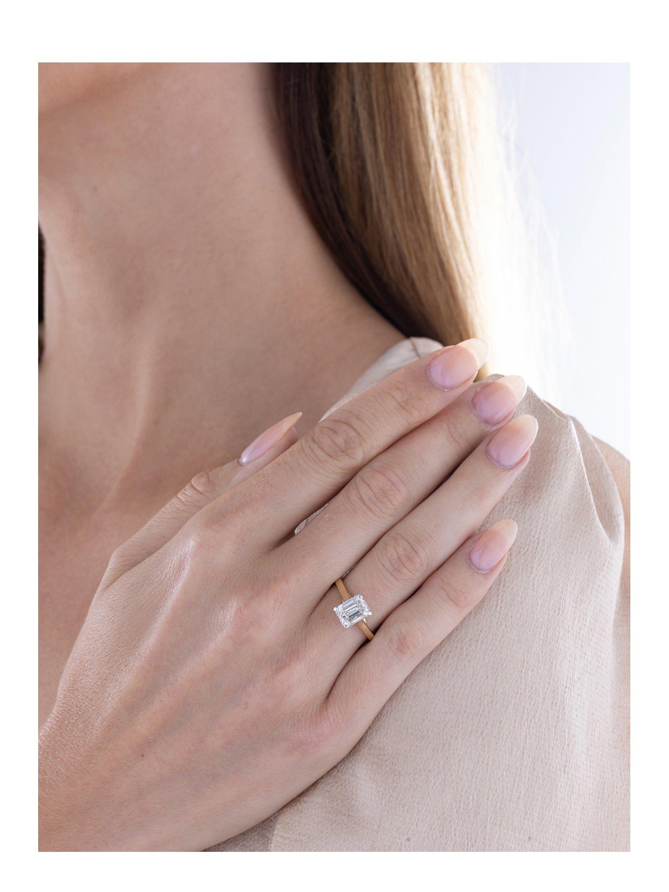 Image 2 of 5 of Love DIAMOND 2Ct Emerald Cut Diamond Solitaire Ring G VS+ Lab Grown