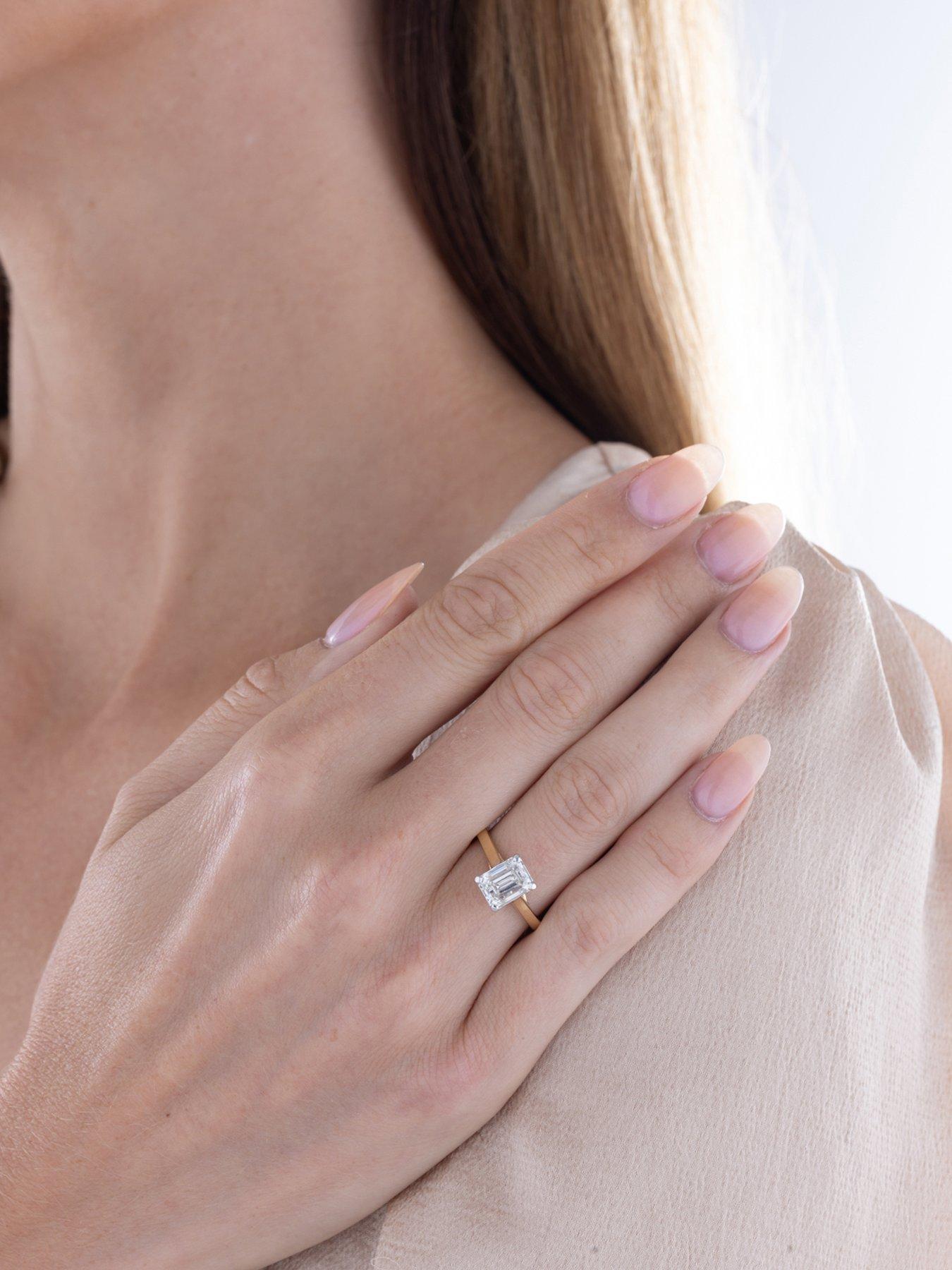 Image 4 of 5 of Love DIAMOND 2Ct Emerald Cut Diamond Solitaire Ring  Lab Grown