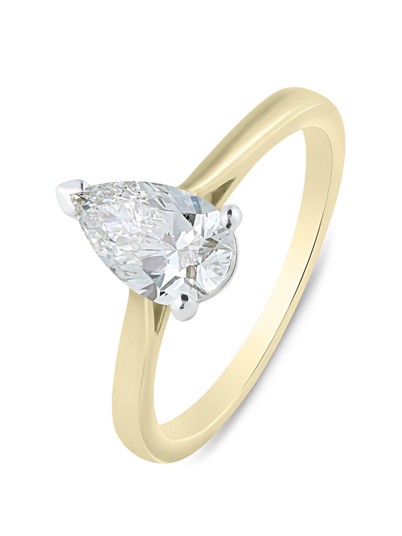 Product photograph of Love Diamond 1ct Pear Shaped Diamond Solitaire Ring G Vs Lab Grown from very.co.uk