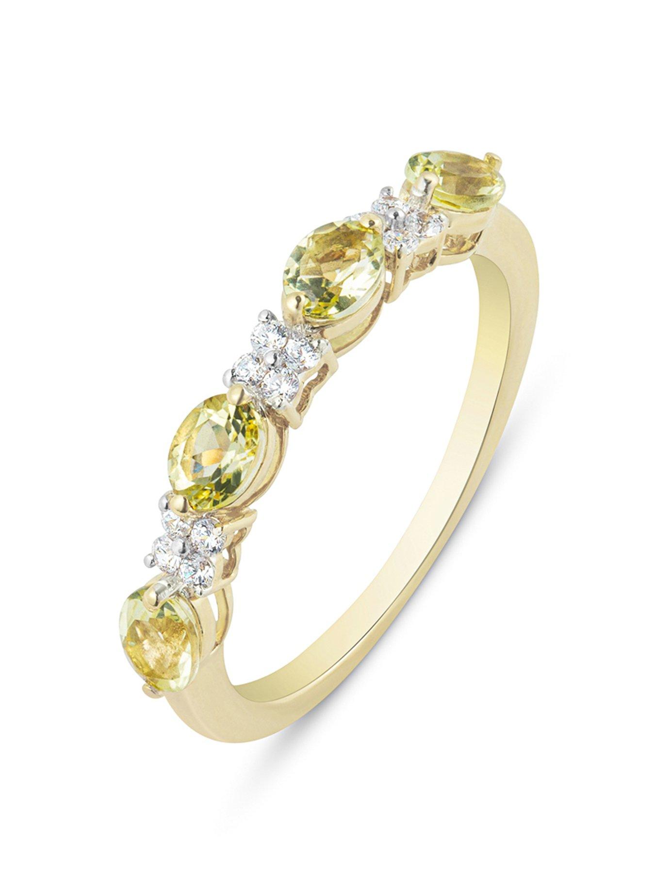 Product photograph of Love Diamond Lemon Citrine With Diamond Eternity Style Ring from very.co.uk