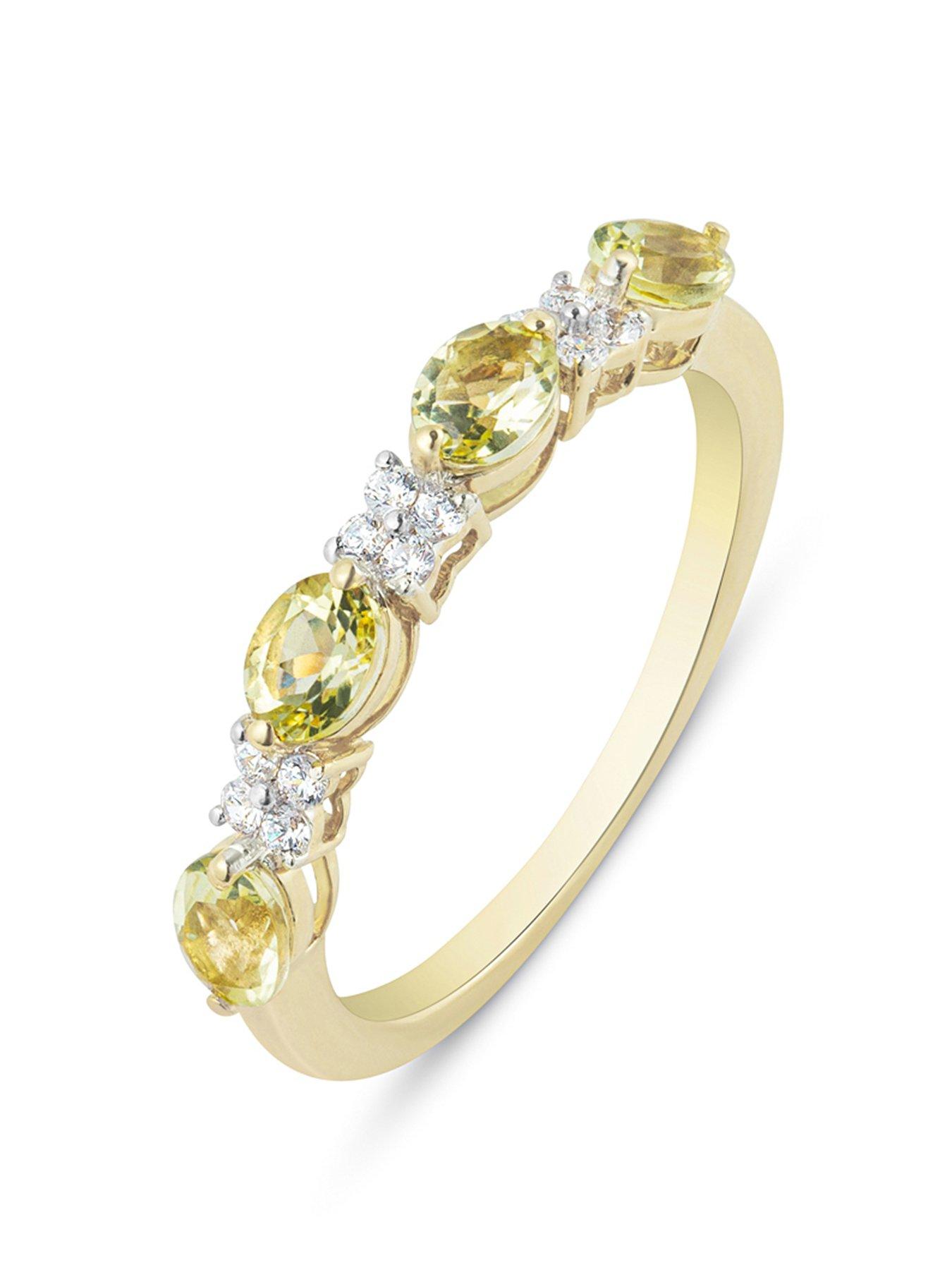 undefined Lemon Citrine With Diamond Eternity Style Ring