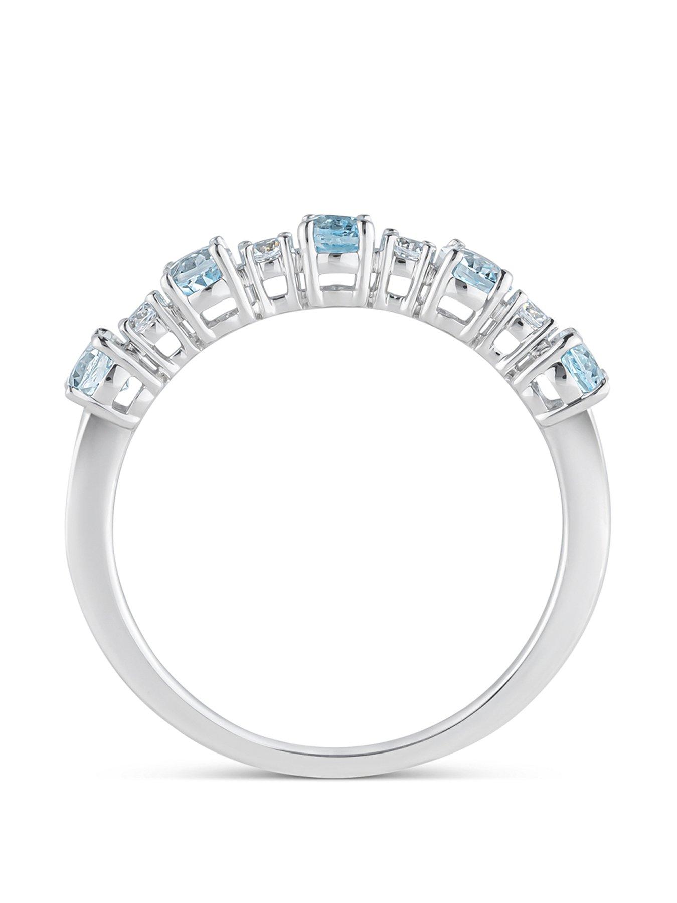 Image 3 of 5 of Love DIAMOND Aquamarine Look Sky Blue Topaz Diamond Eternity Style Ring