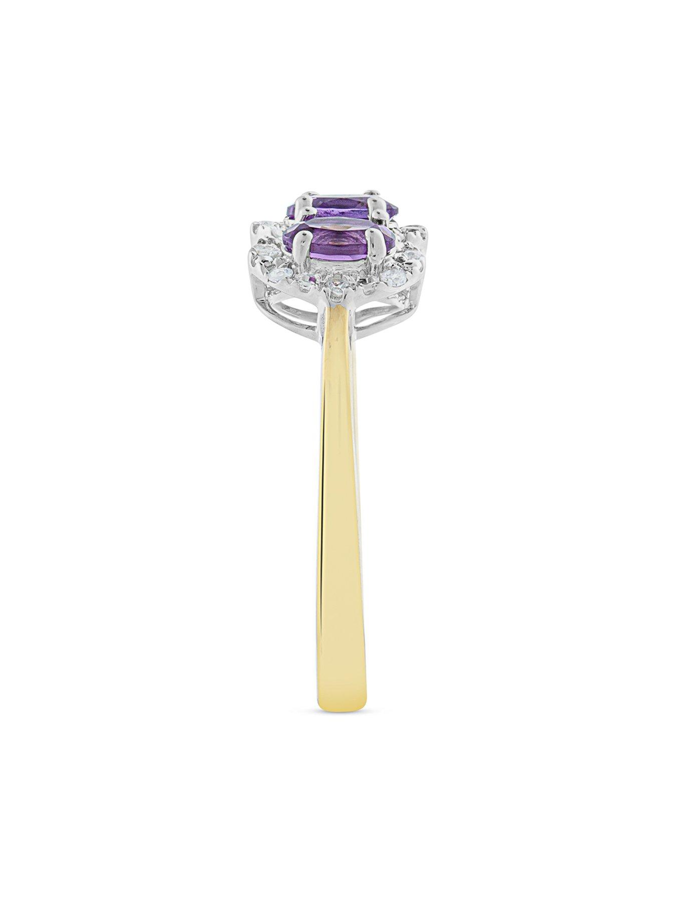 Image 4 of 5 of Love DIAMOND Amethyst With Diamond Three Stone Ring