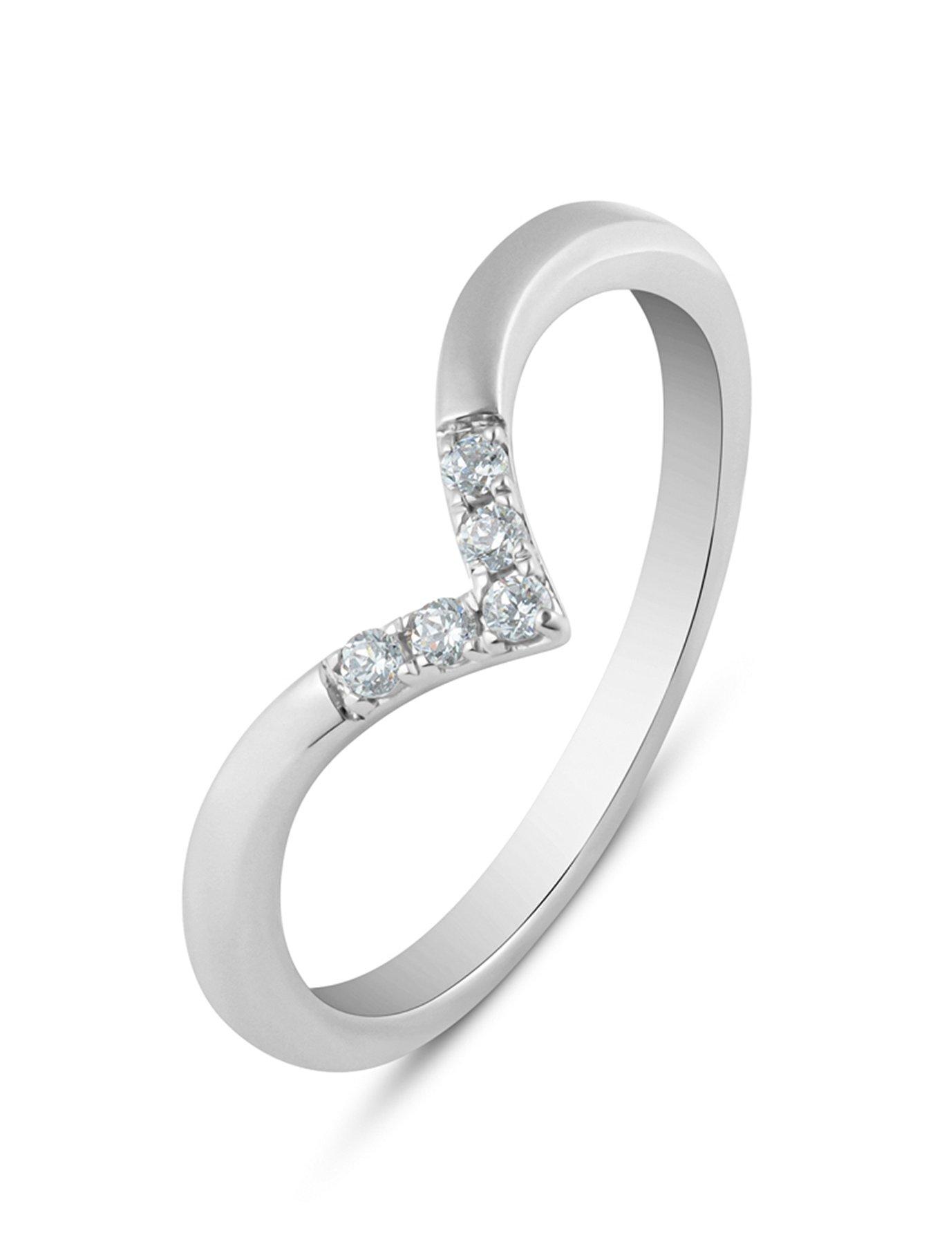 Product photograph of Love Diamond Diamond Wishbone Ring from very.co.uk