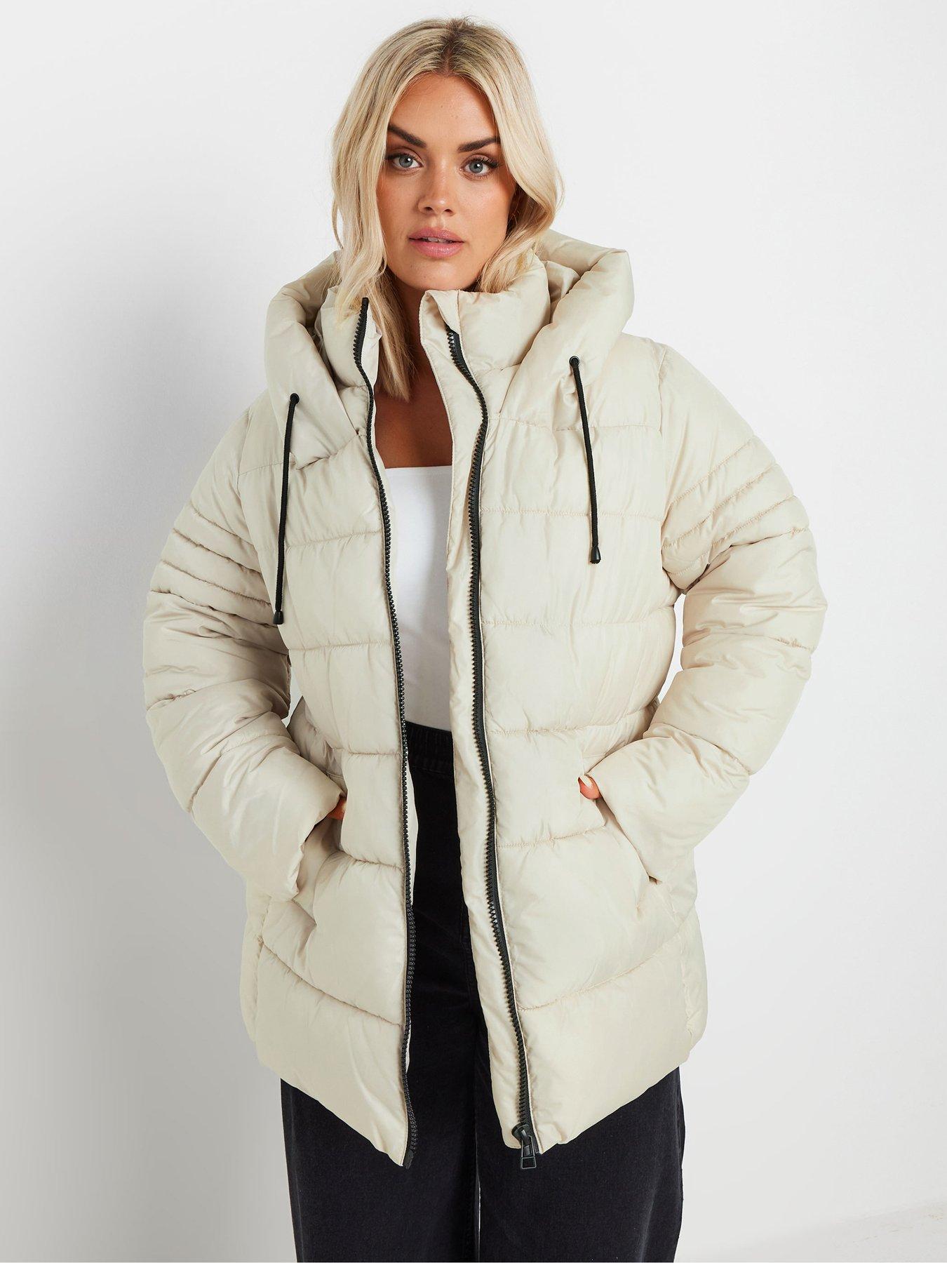 Ladies cream padded coat best sale