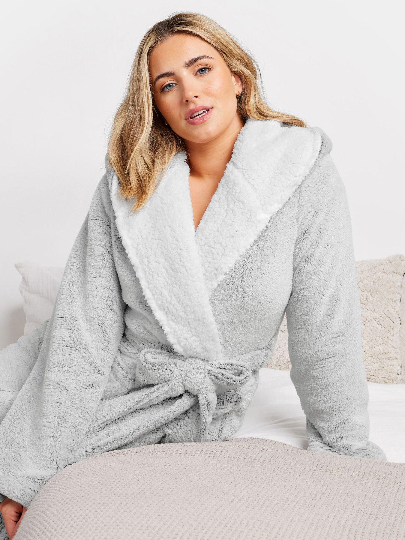 Image 4 of 4 of M&Co Wellsoft Contrast Hooded Robe - Grey