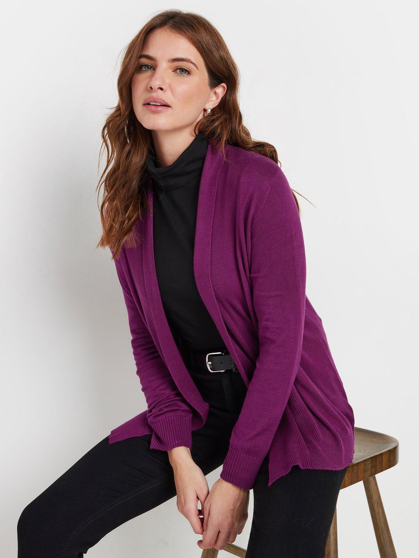 undefined Shawl Collar Cardigan - Purple