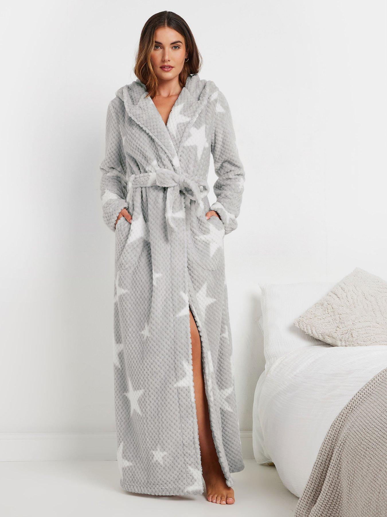 Image 1 of 4 of Long Tall Sally Tall Honeycomb Star Hooded Maxi Robe - Grey