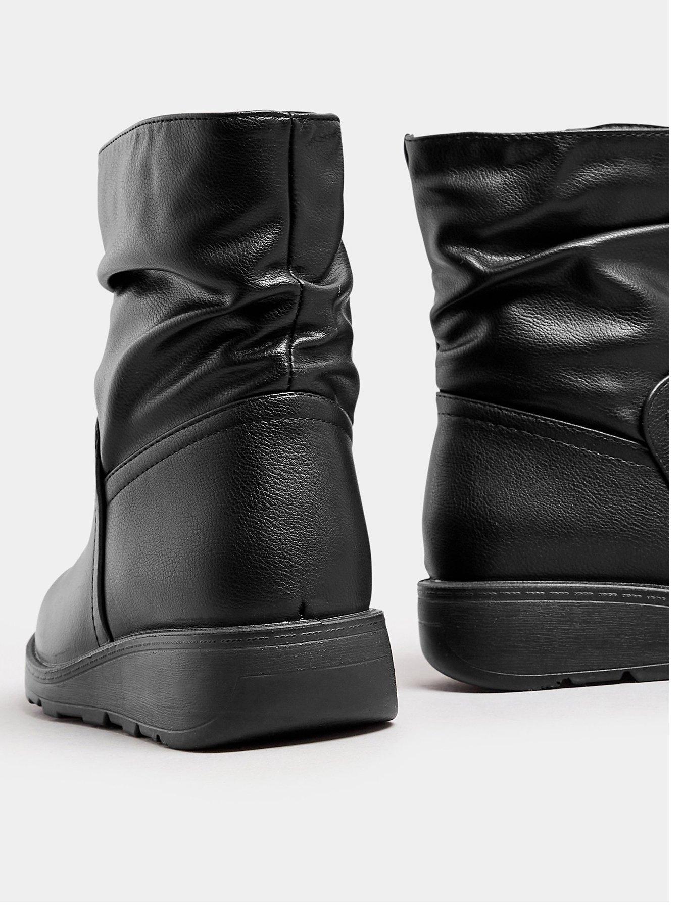 Image 3 of 4 of Yours Extra Wide Fit Slouch Ankle Boots - Black