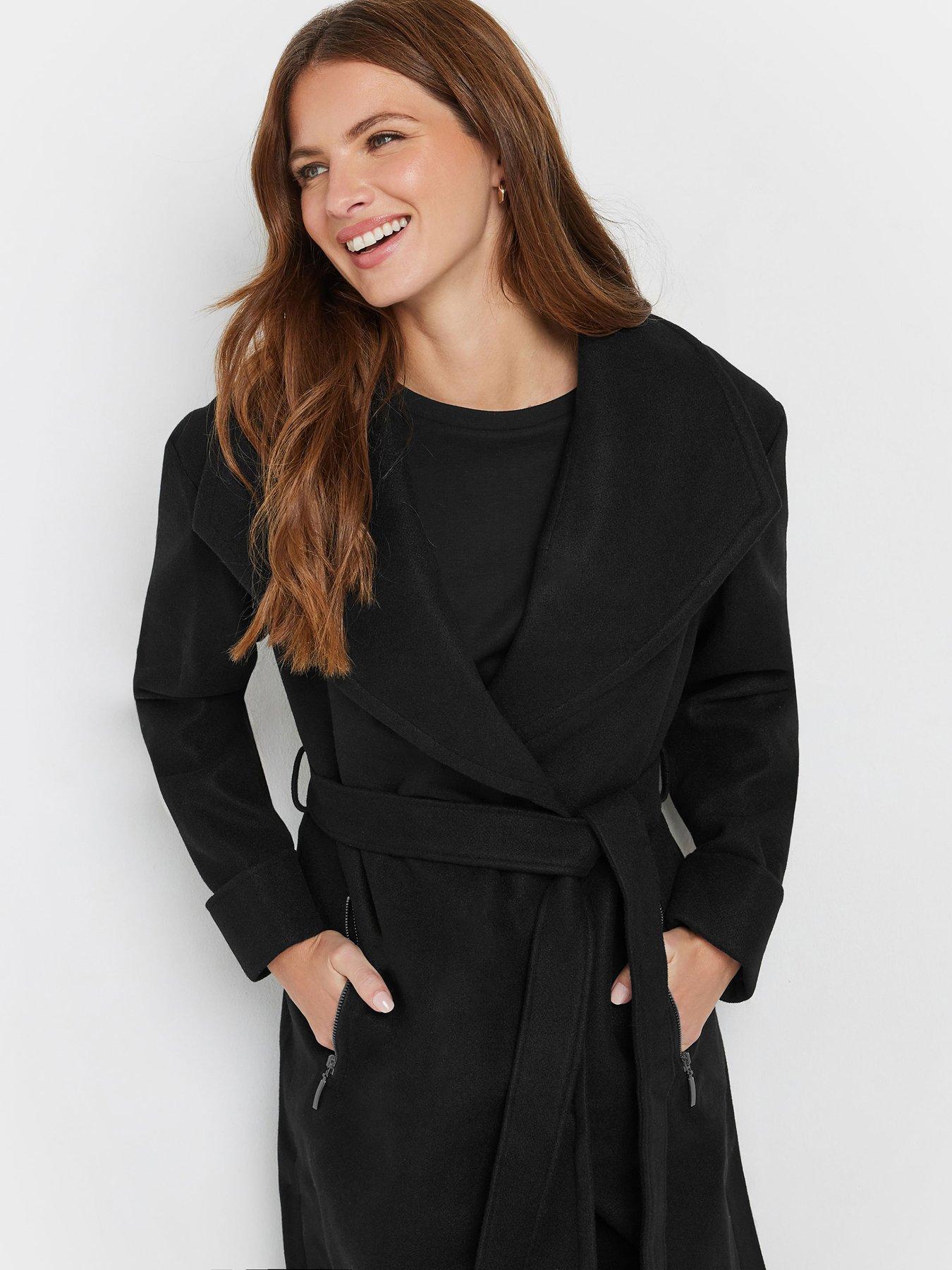 M&Co Tailored Wrap Coat Black Very
