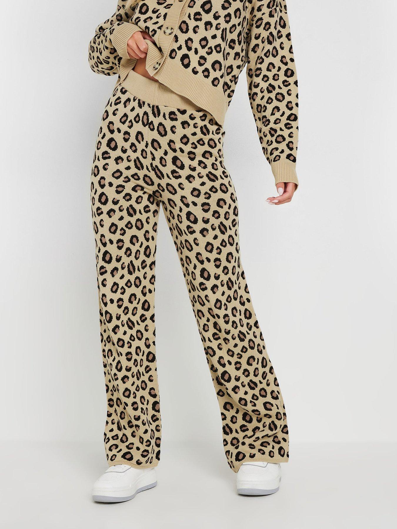 Image 1 of 4 of PixieGirl Petite Leopard Wide Leg Trousers