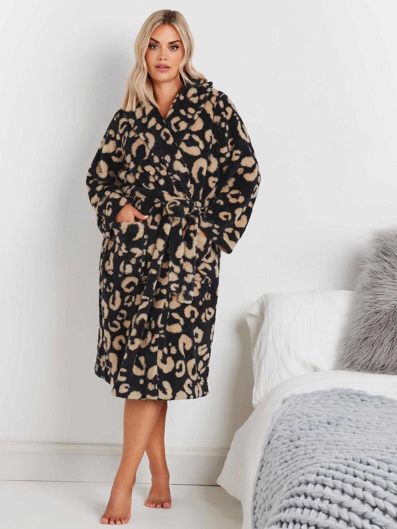 Image 1 of 4 of Yours Curve Fluffy Animal Shawl Collar Robe