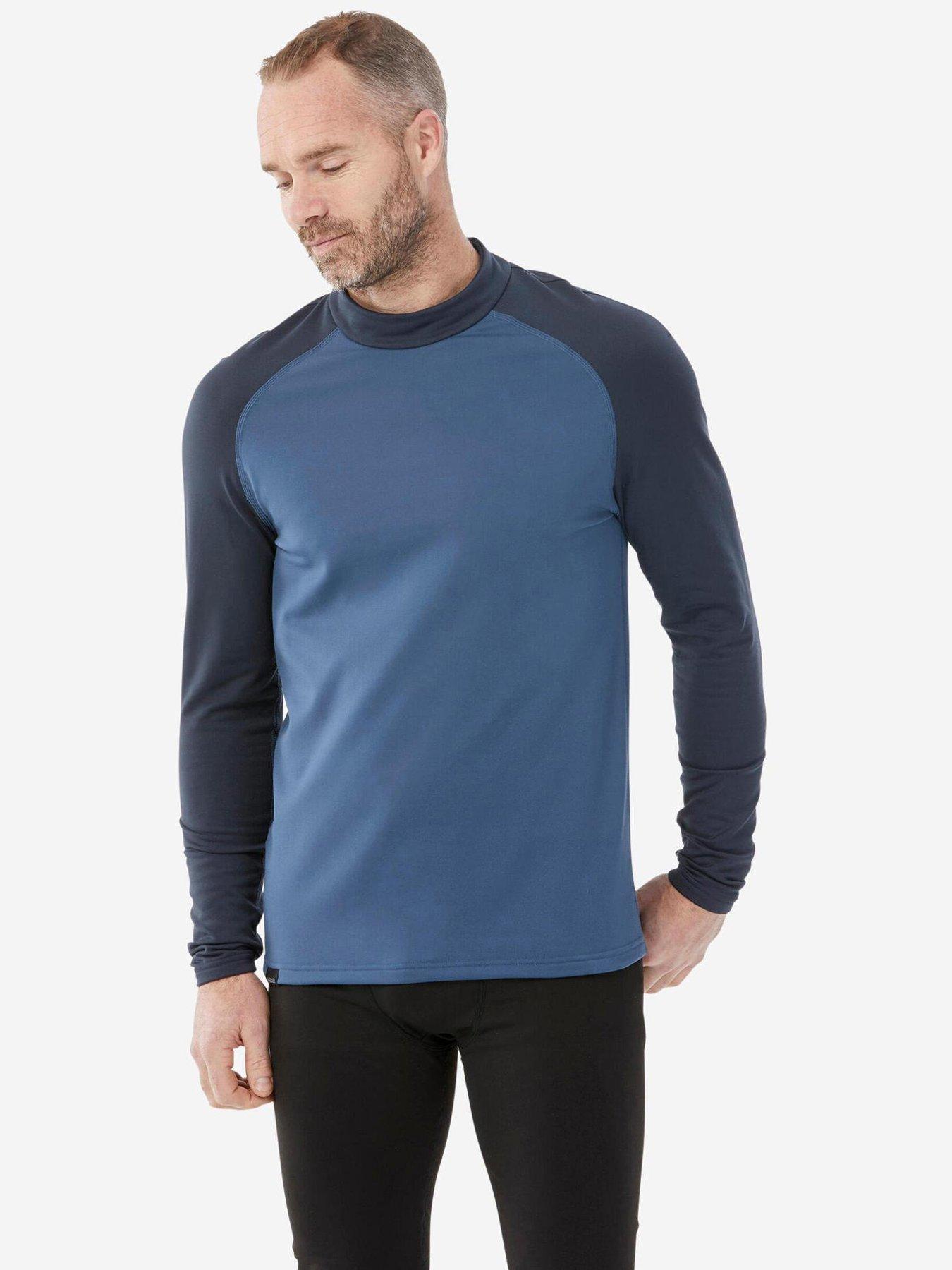 Decathlon Mens Thermal Ski Base Layer Top 500 Dark Blue Grey Very