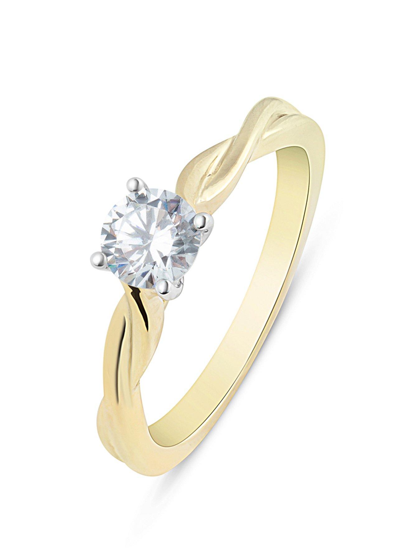 Product photograph of Love Diamond Diamond Solitaire Ring With Twisted Shoulders G Vs Lab Grown from very.co.uk