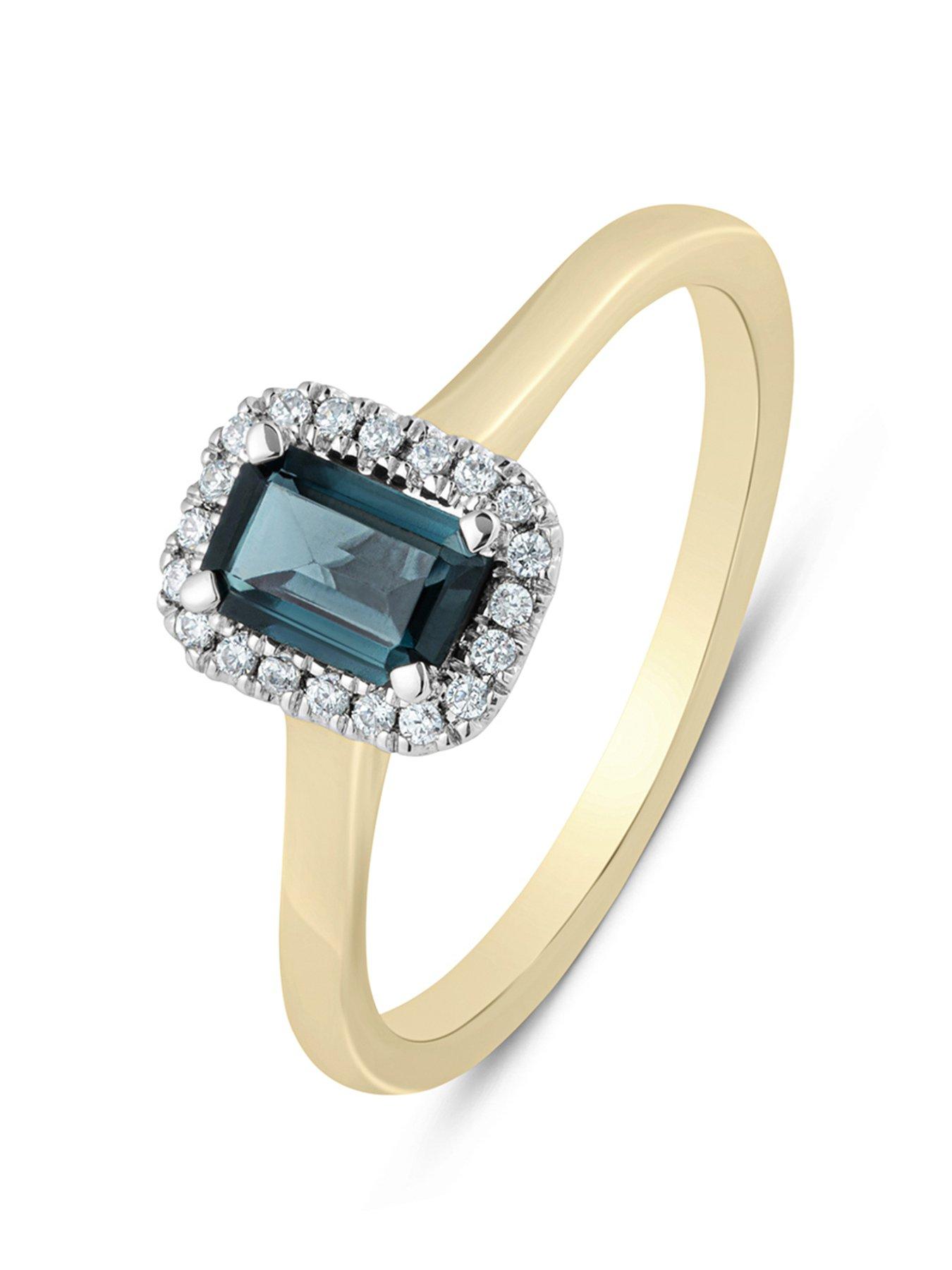 Product photograph of Love Diamond London Blue Topaz Diamond Halo Ring from very.co.uk