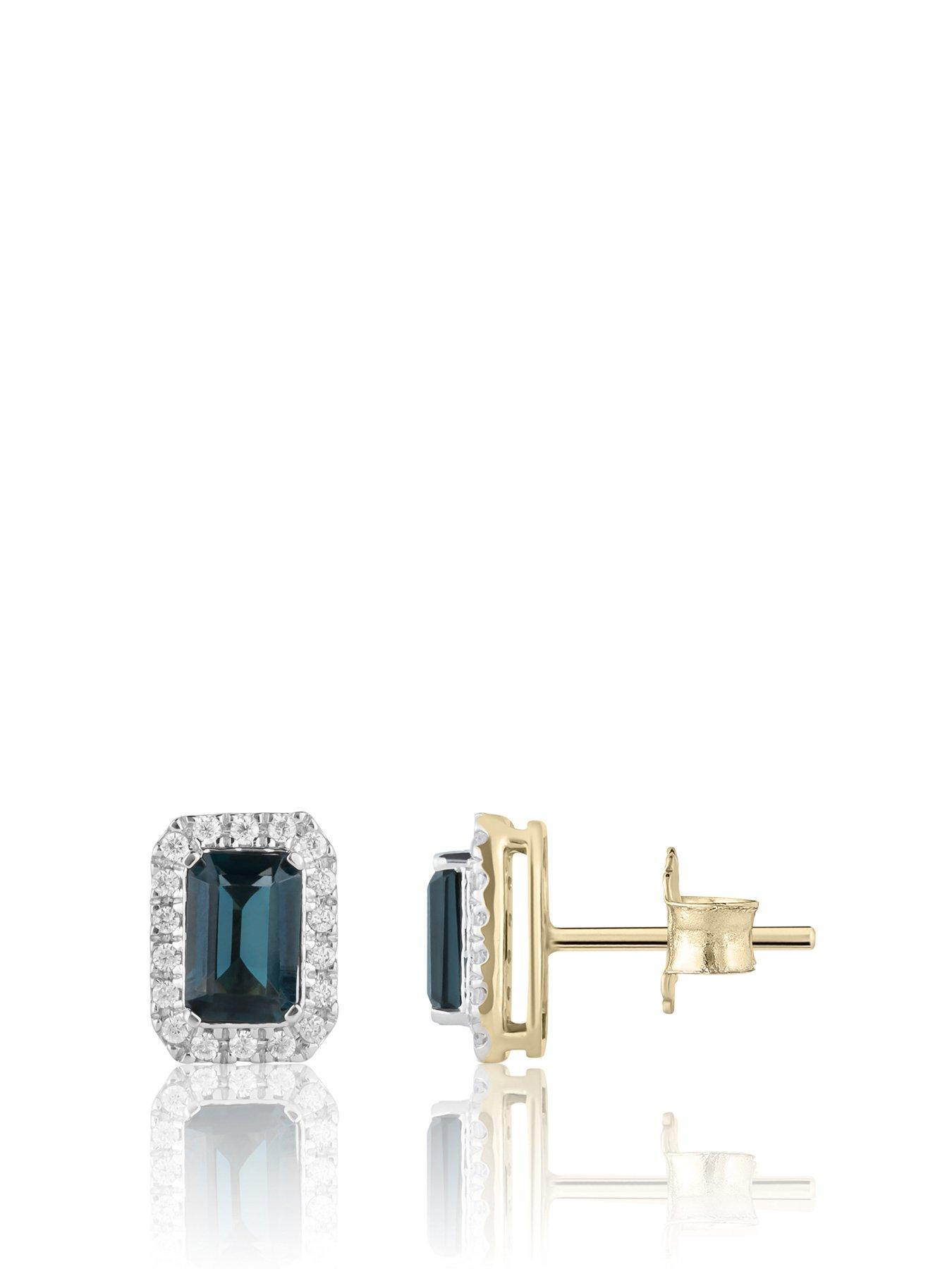 Product photograph of Love Diamond London Blue Topaz Diamond Halo Earrings - J from very.co.uk