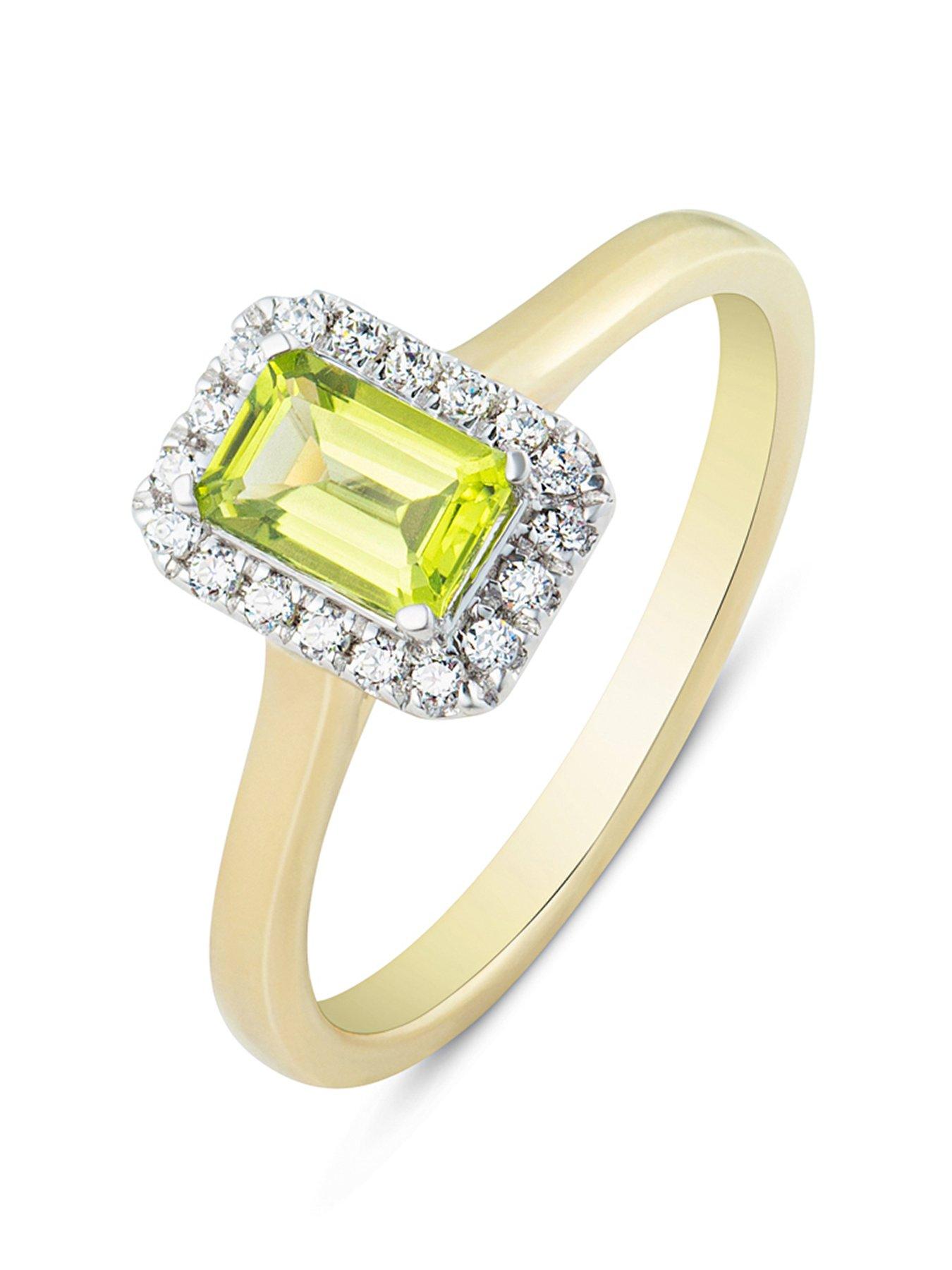 undefined Peridot Diamond Halo Ring