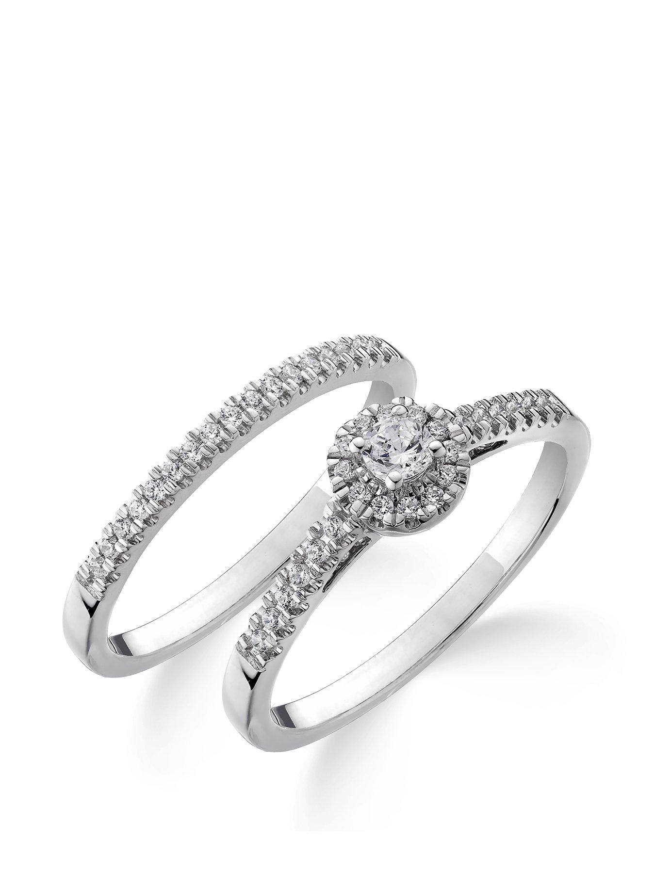 Product photograph of Love Diamond Diamond Bridal Wedding Ring Set G Vs Lab Grown from very.co.uk