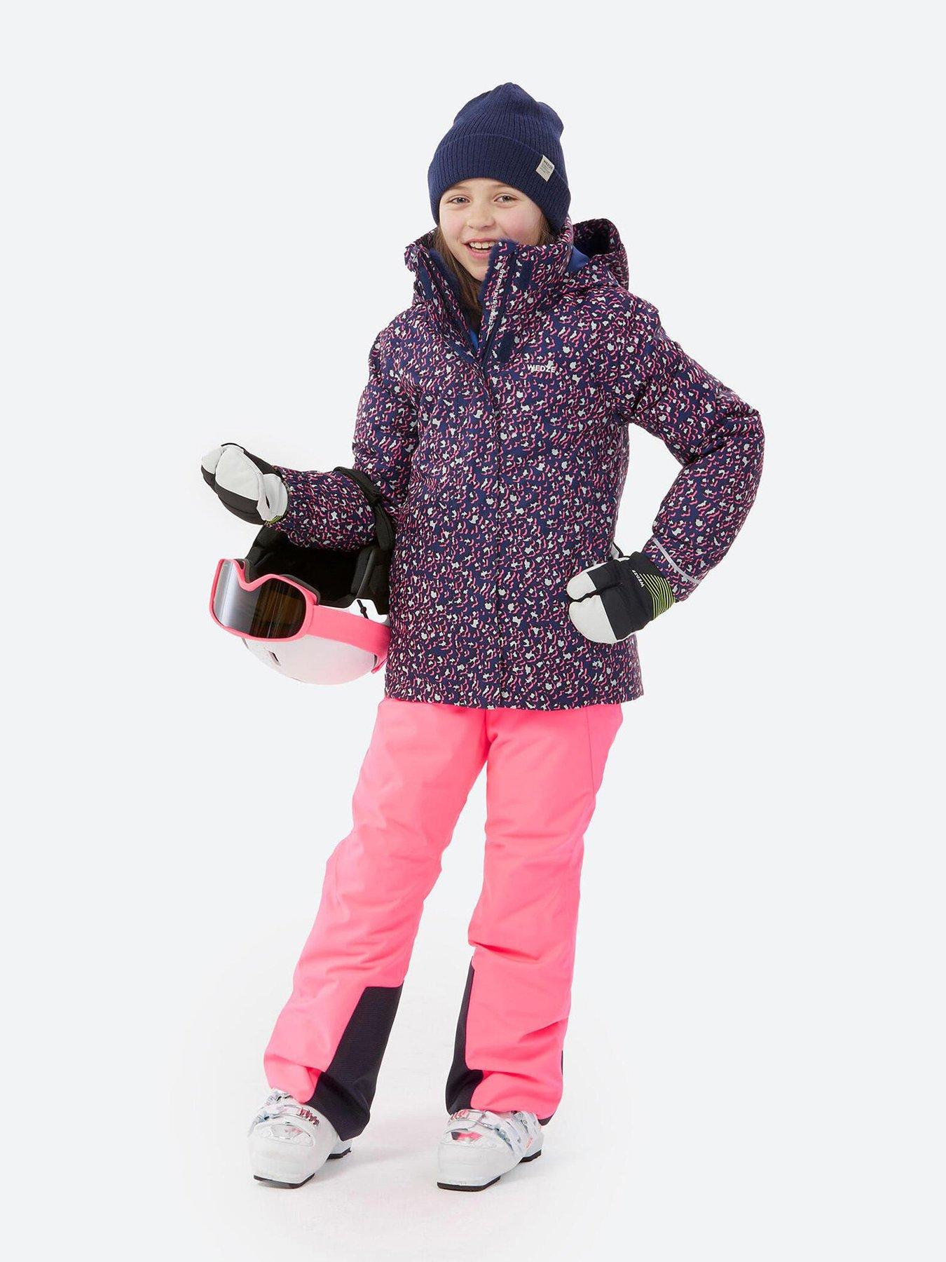 Image 3 of 5 of Decathlon Girls' P 550 Ski Jacket - Blue Leopard Print