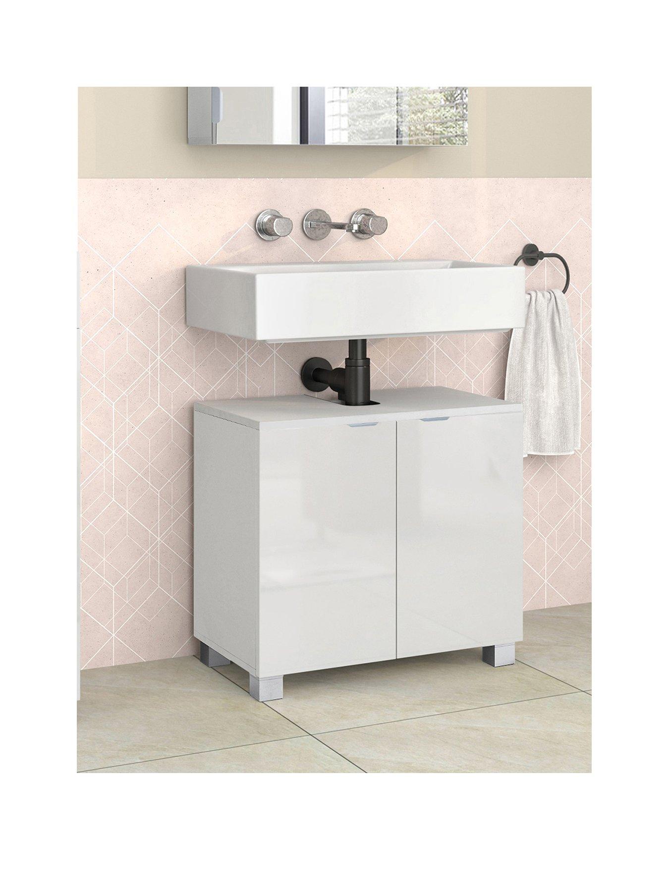 undefined Atlas 2 Drawer Under Sink Cabinet - White Gloss