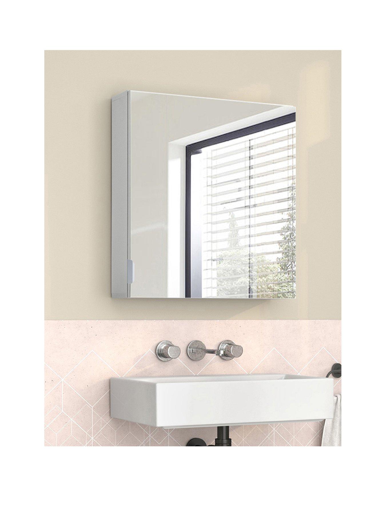 undefined Atlas Mirrored Wall Cabinet - White Gloss