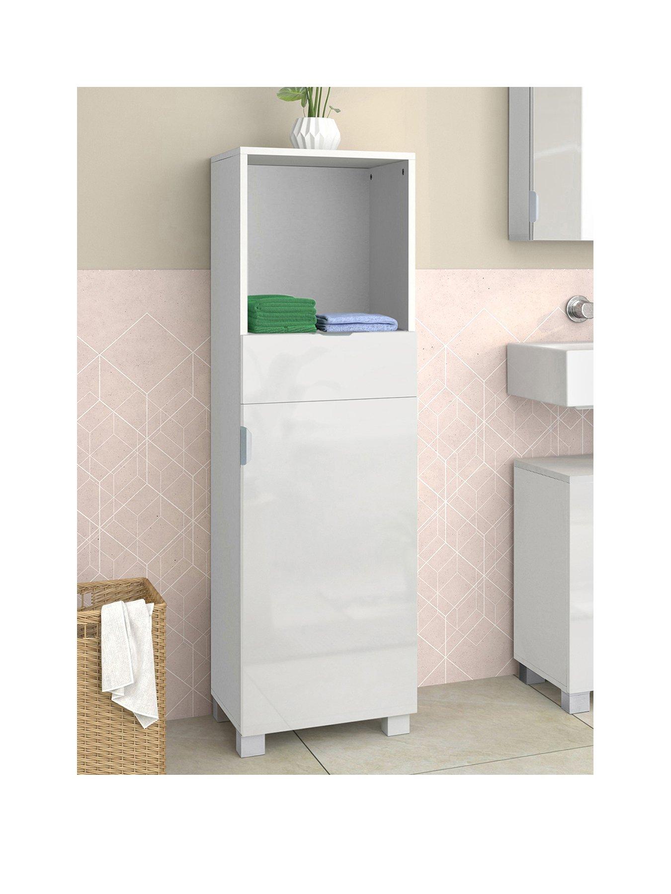 Product photograph of Dorel Home Atlas Bathroom Storage Midi Cabinet - White Gloss from very.co.uk