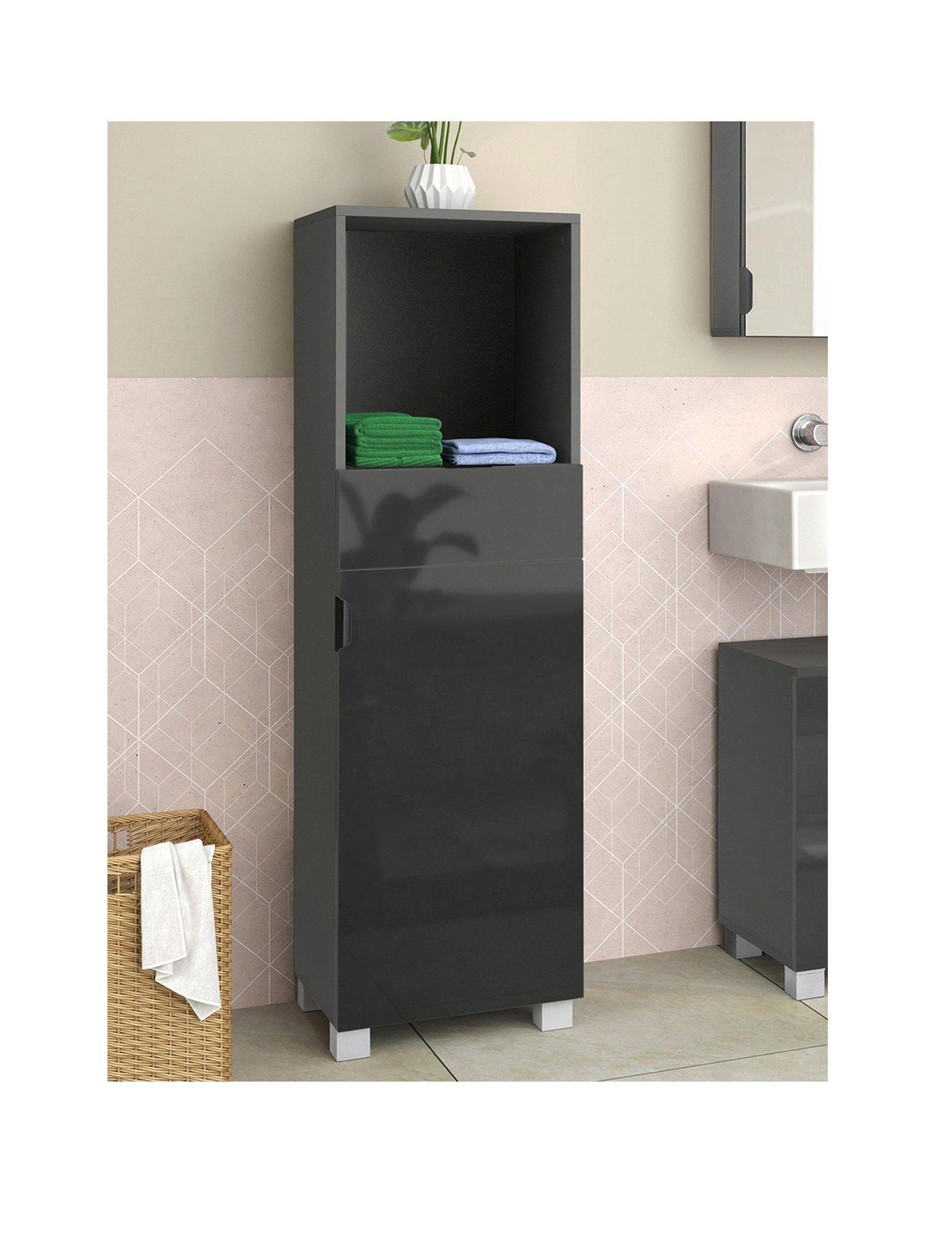 undefined Atlas Bathroom Storage Midi Cabinet - Grey Gloss