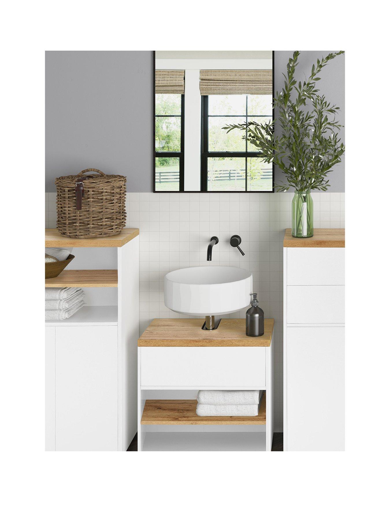 Product photograph of Dorel Home Thessa Under Sink Cabinet - White Oak from very.co.uk