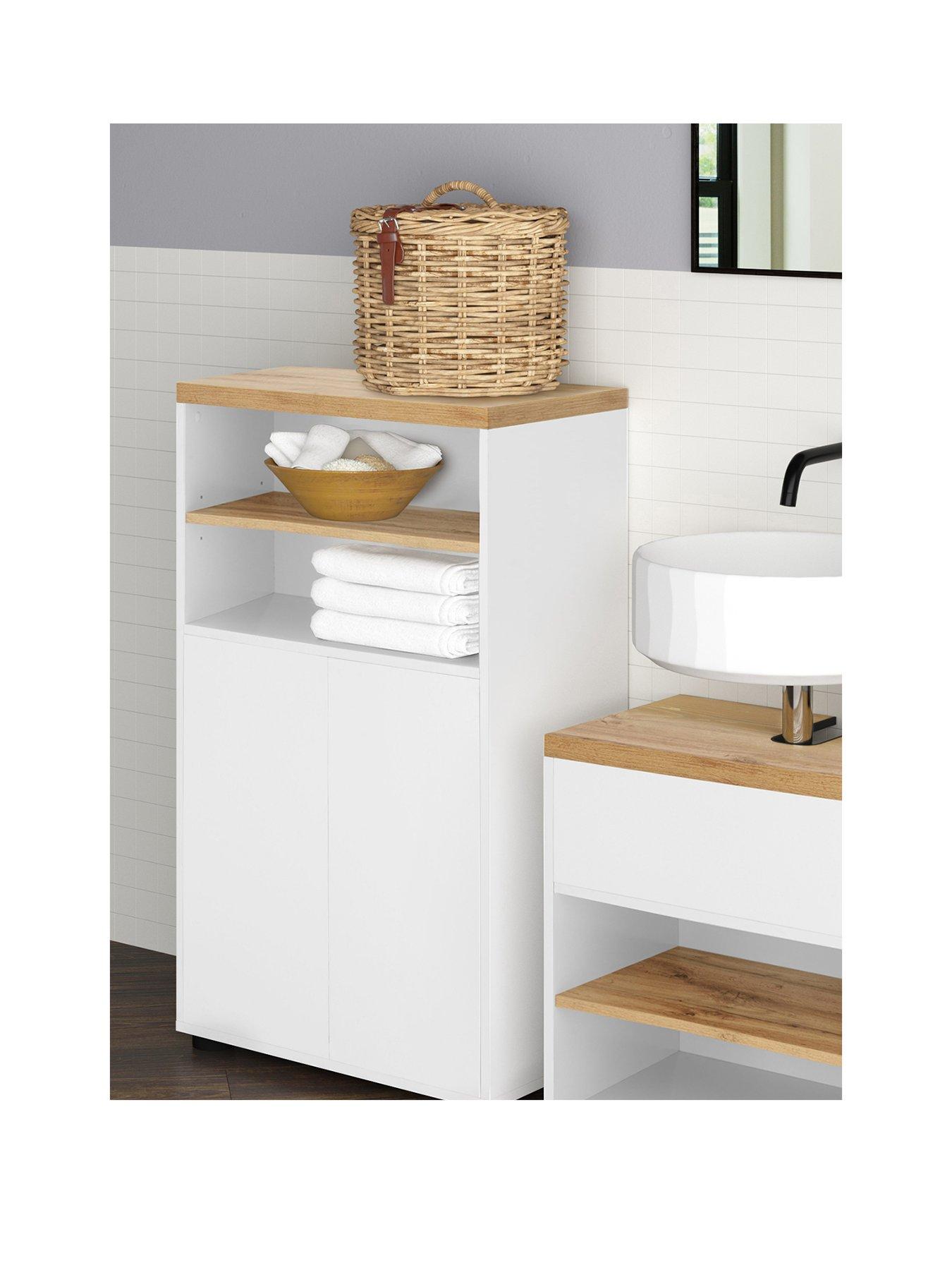 Product photograph of Dorel Home Thessa Bathroom Storage Cabinet - White Oak from very.co.uk