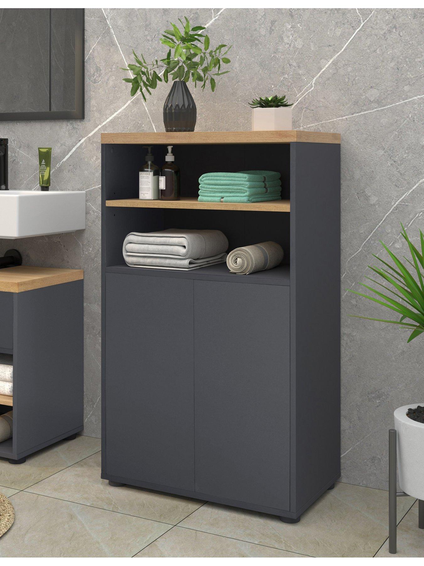 Image of Dorel Home Thessa Bathroom Storage Cabinet - Grey/oak