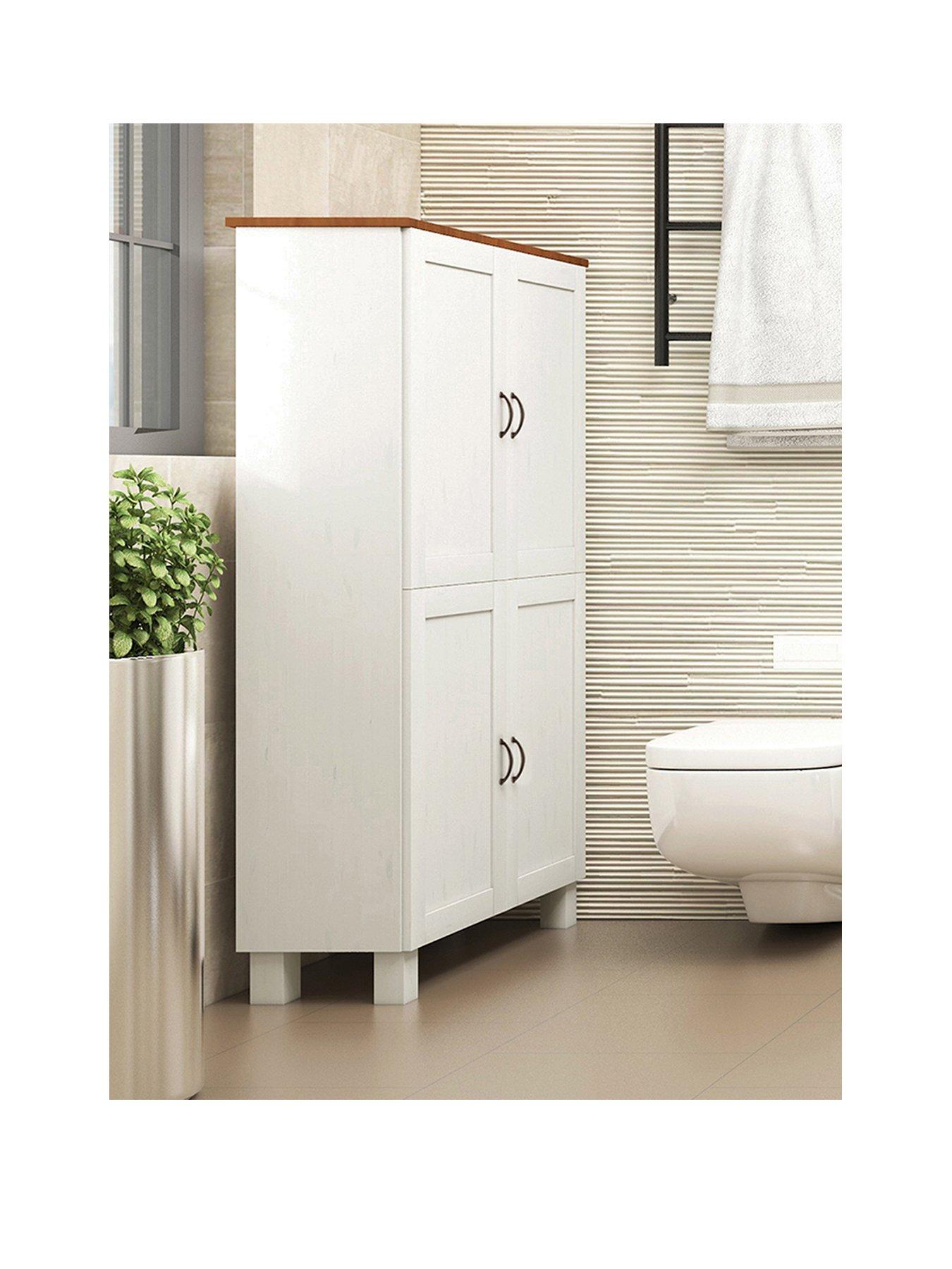Product photograph of Dorel Home Alby Bathroom Storage Midi Cabinet - White Honey from very.co.uk