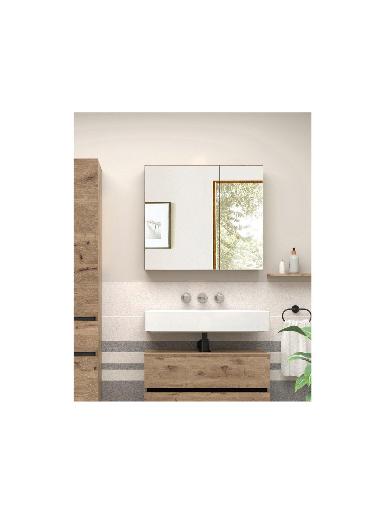 Image 2 of 5 of Dorel Home Wisla Mirrored Bathroom&nbsp;Wall Cabinet - Viking Oak
