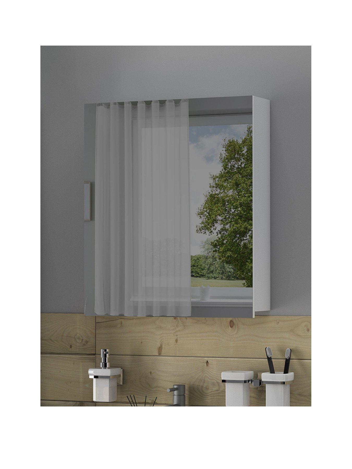 Product photograph of Dorel Home Wisla Mirrored Wall Cabinet - White from very.co.uk