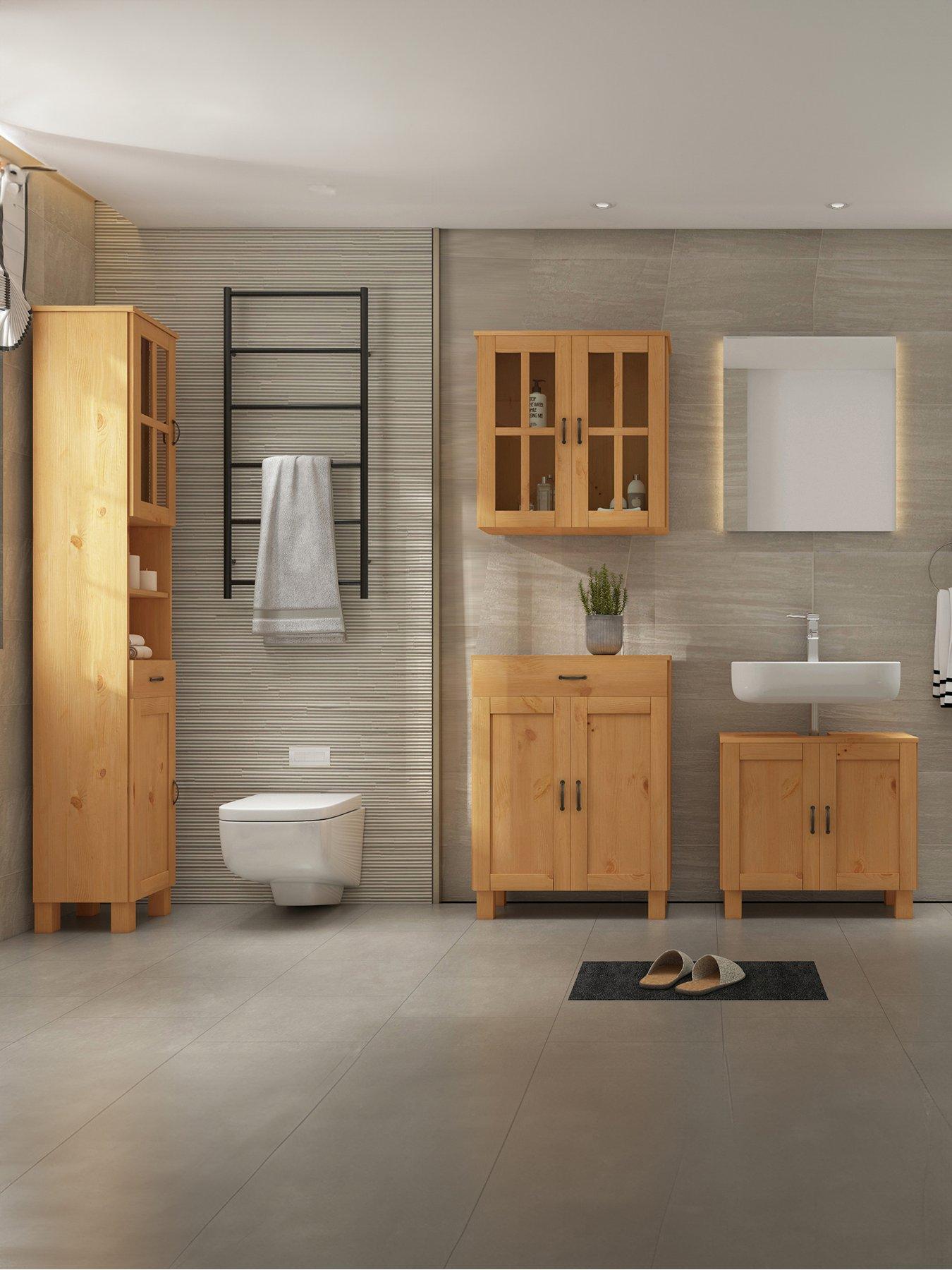 Image of Dorel Home Alby Bathroom Storage Cabinet - Stained Wax