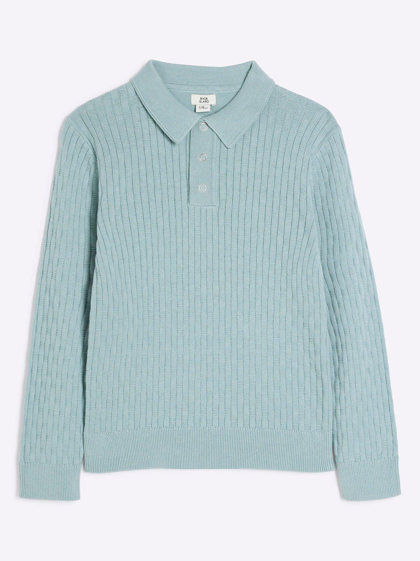 undefined Boys Long Sleeve Stitch Polo Shirt - Green