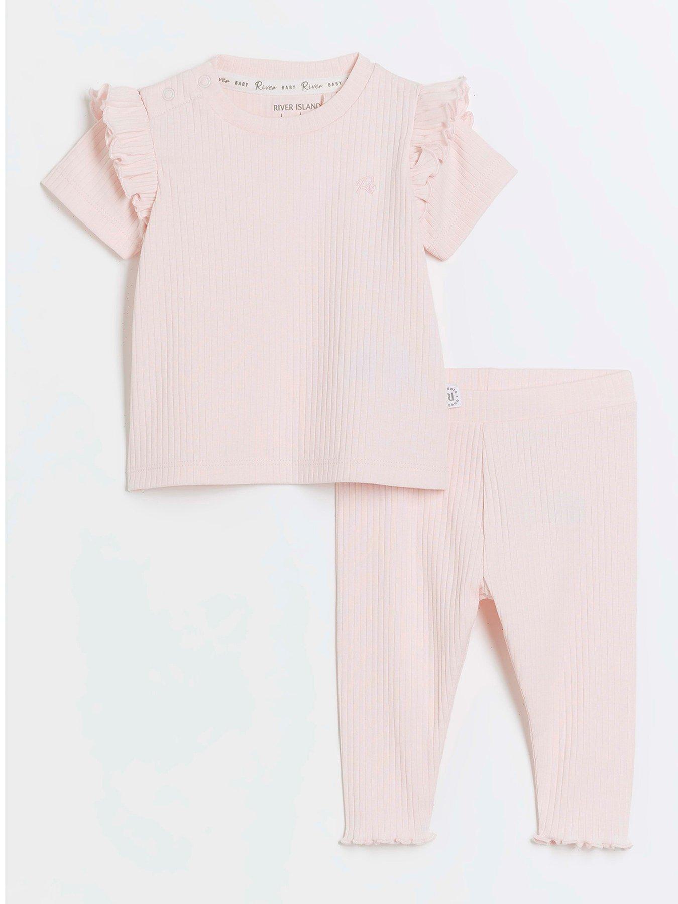 River Island Baby Baby Girls Bow Bodysuit And Leggings Set Pink Very