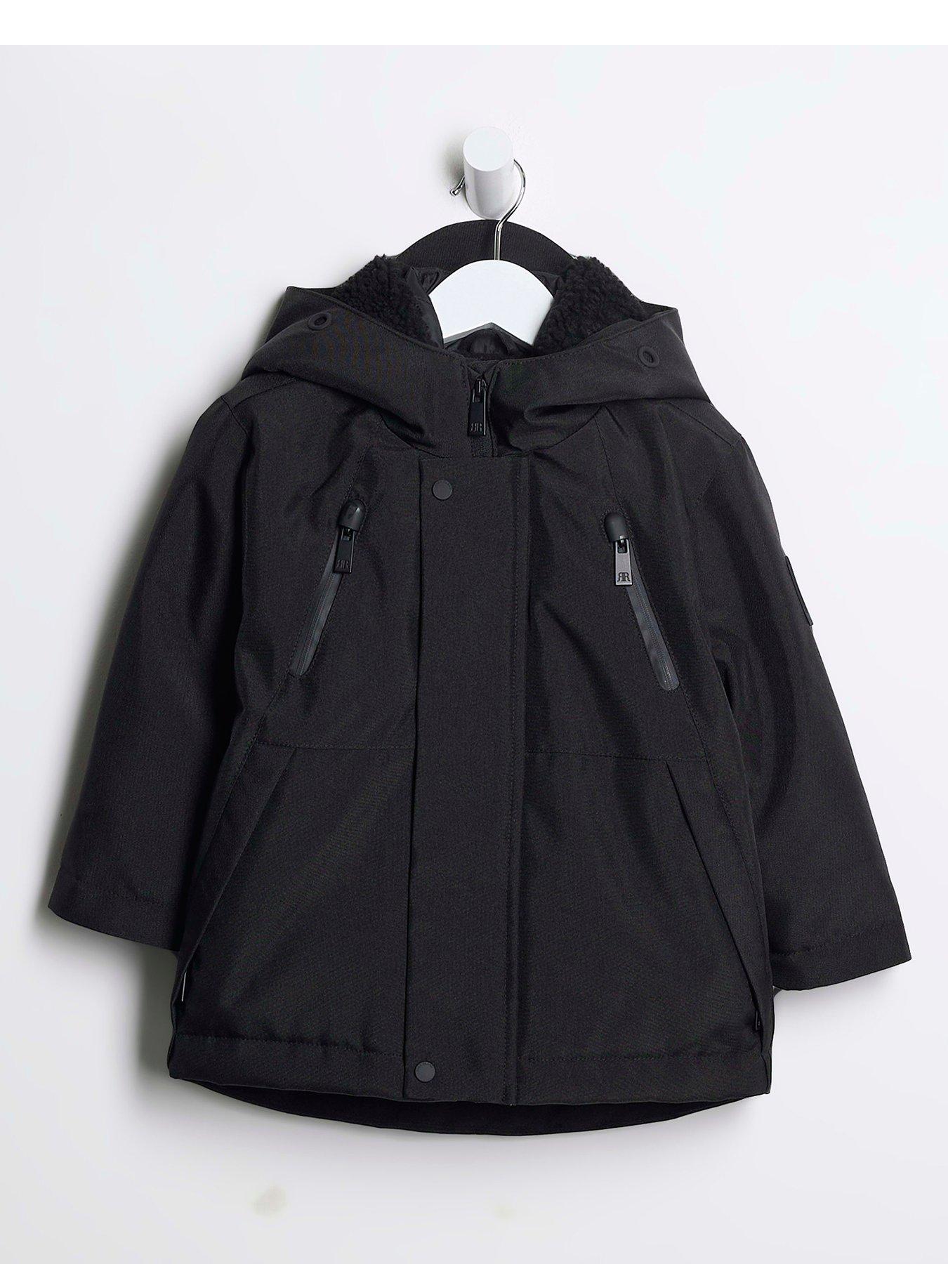 undefined Mini Boy Parka Coat - Black